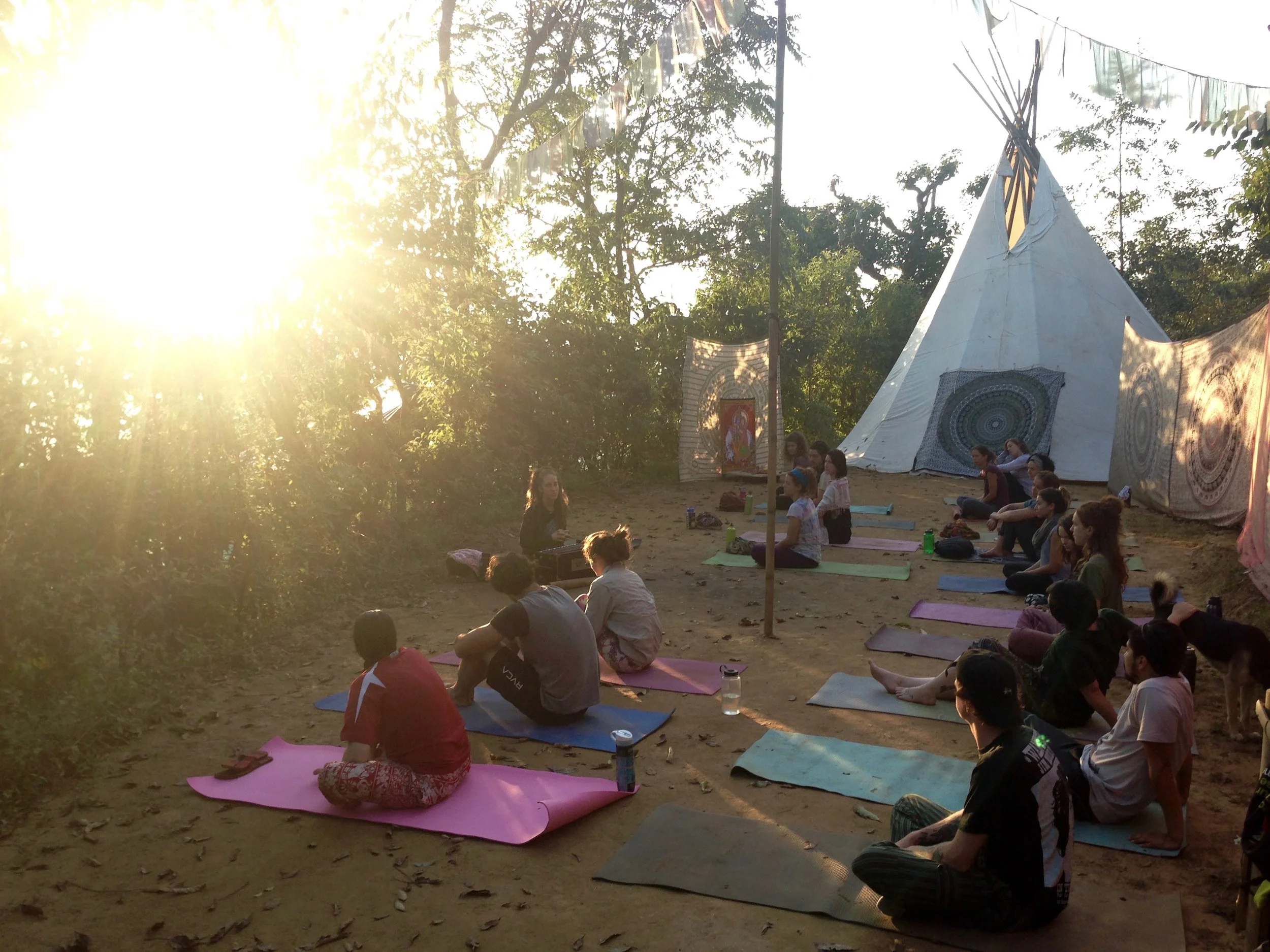 We practiced hatha yoga twice a day: once in the morning and once in the evening. The physical practice of hatha yoga gives us a chance to strengthen the connection between our hearts, minds, and bodies. This is especially important after putting in a lot of hard work!