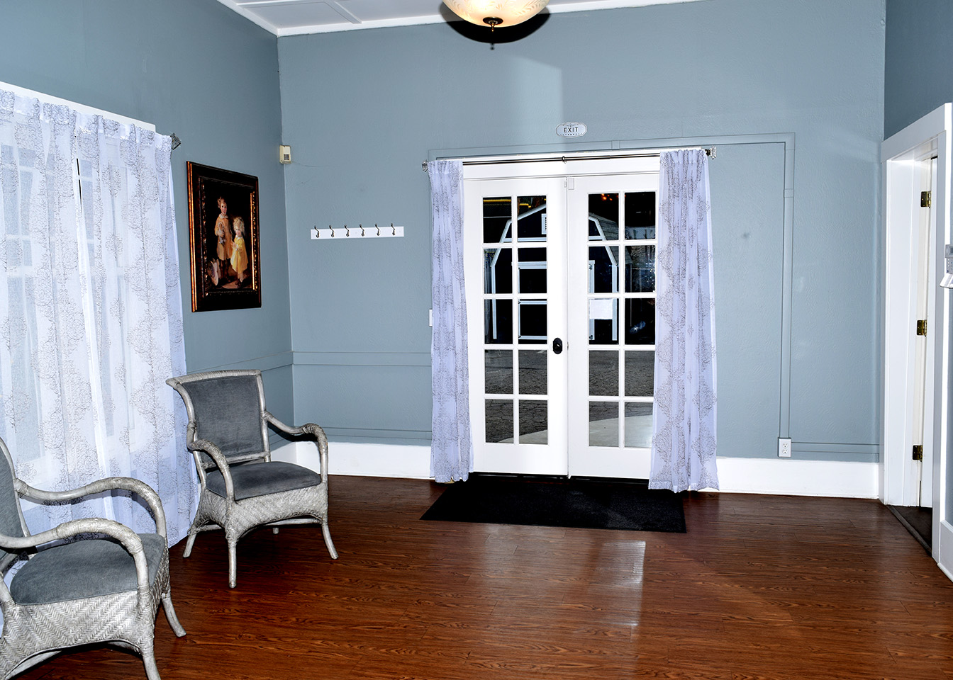 Interior: French doors to side entrance