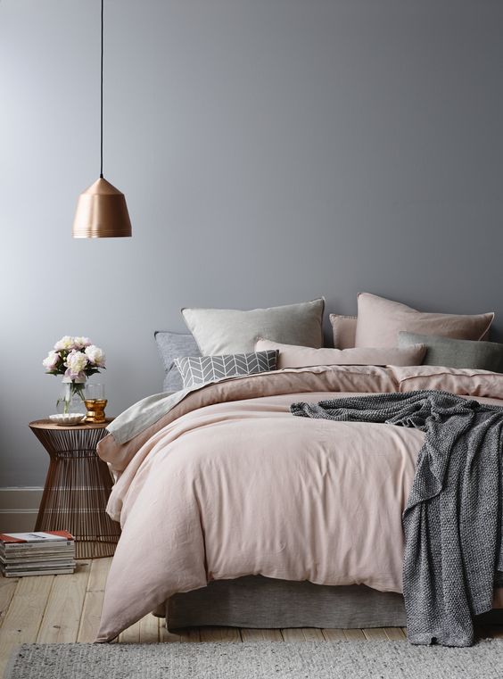 Grey and Pink Bedroom Decor