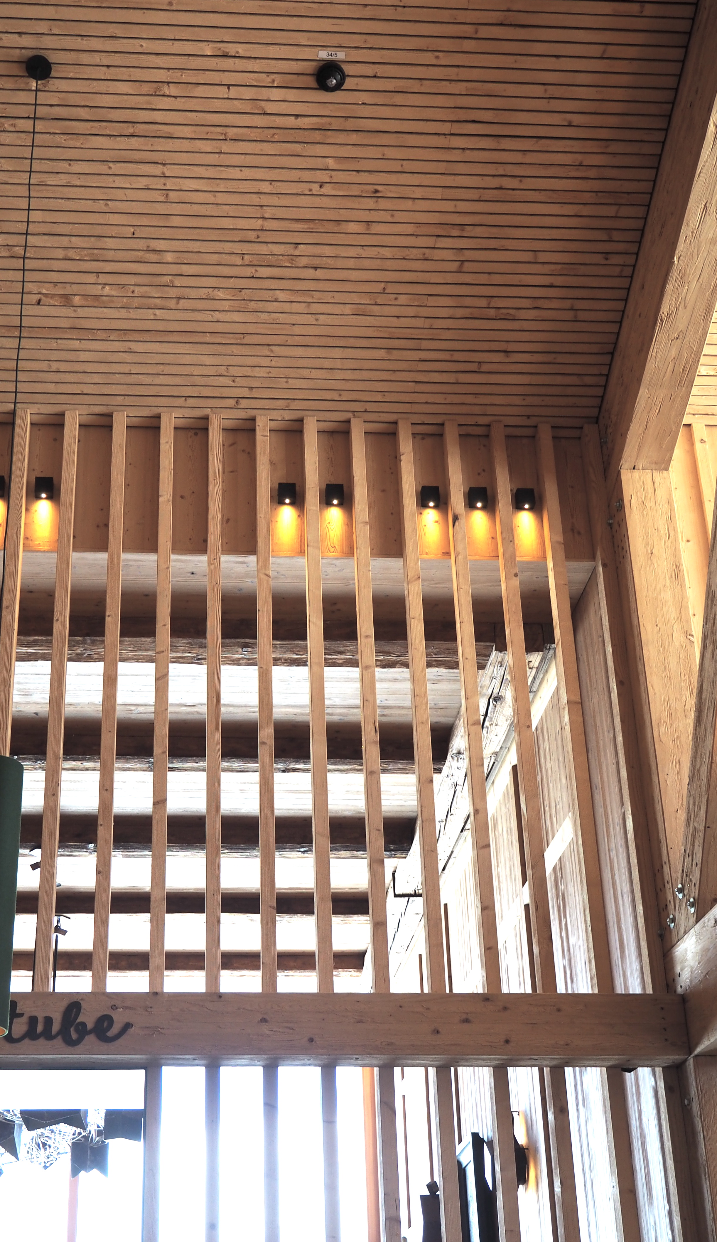 Wooden structure and walls at the Granatalm Restaurant in Austria.