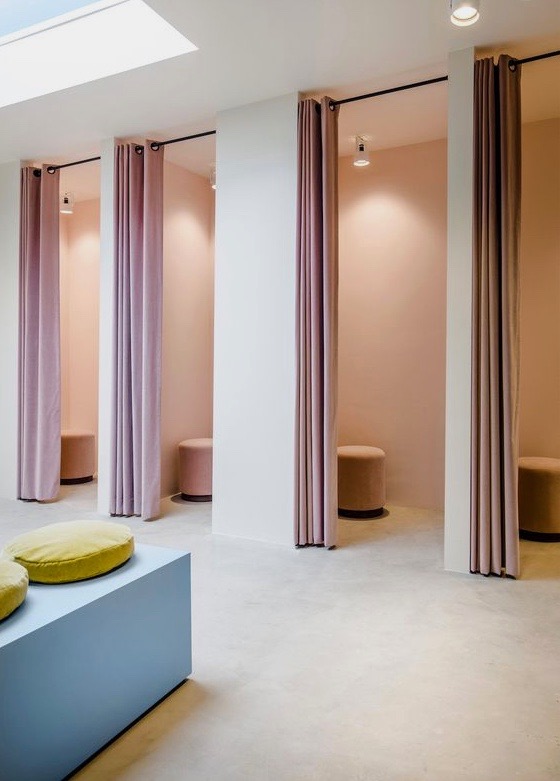 Pink and blue interiors at Pelican Studio in Amsterdam, image by Studio Framework