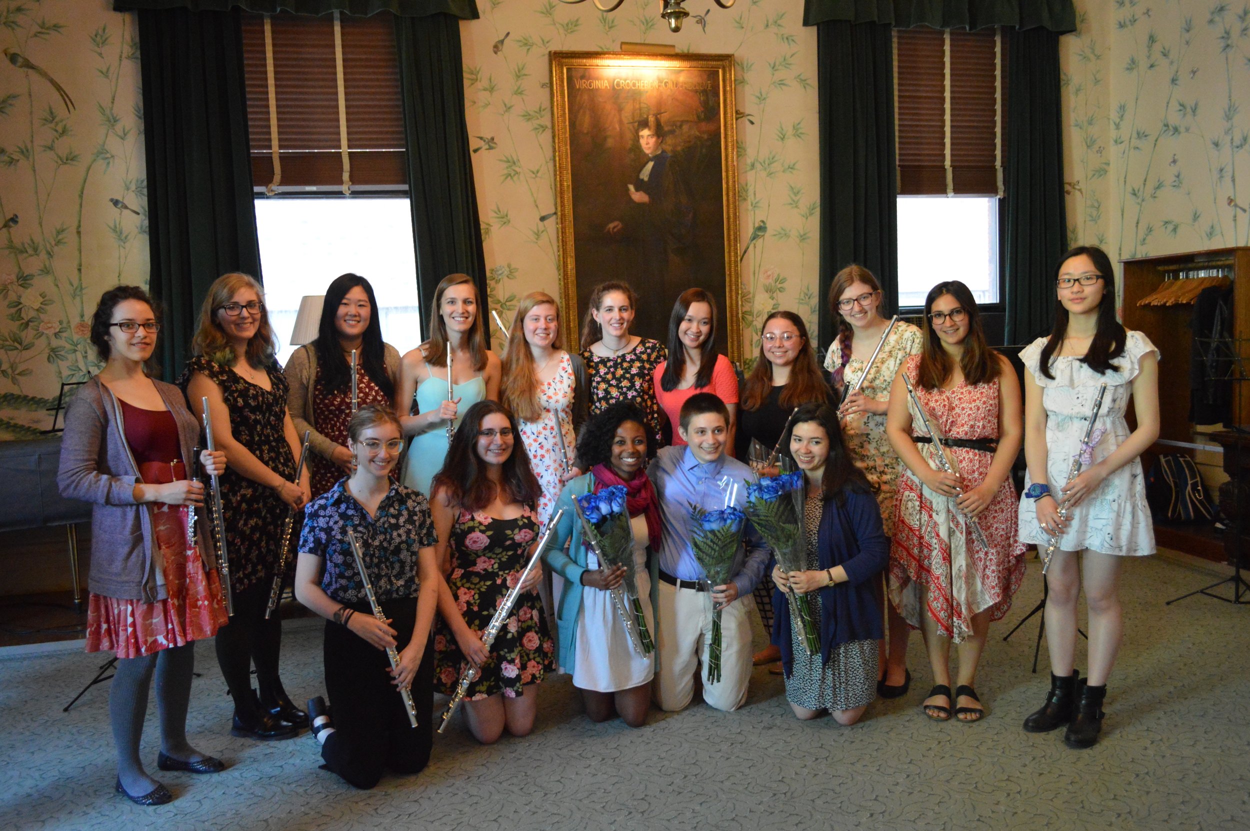 Barnard Flute Choir after our end of the year concert in Sulzberger Parlor