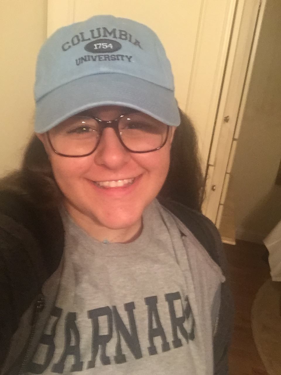 Actual photo of me the day after I was accepted wearing all of my Barnumbia gear to school because I was so excited. Not pictured: my Millie the Dancing Bear socks, I highly recommend that you get a pair if you can.