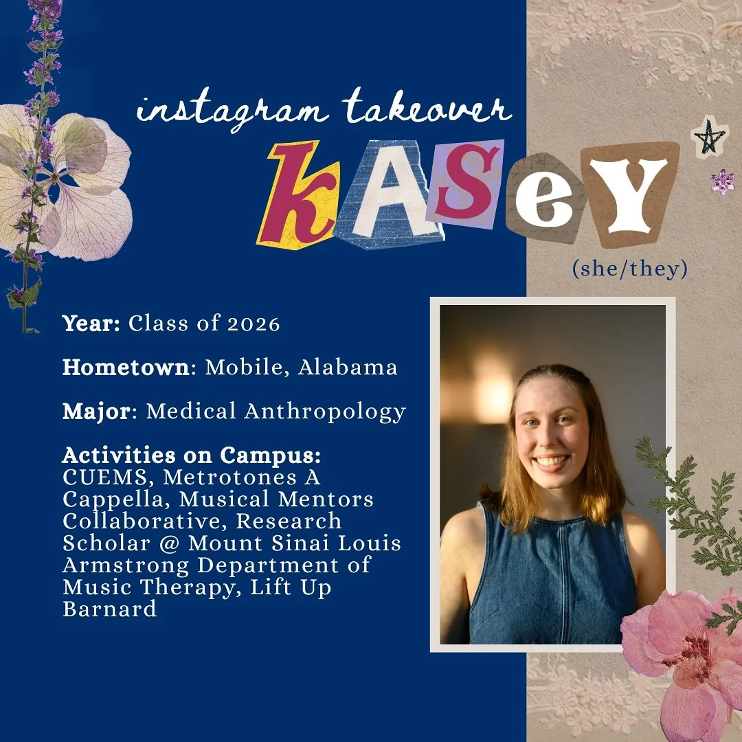 This Thursday, Kasey will be taking over our story to cover all the things they love about Barnard! From their move across the country to music therapy research, Kasey is a perfect example of how students can take advantage of all that Barnard and Ne