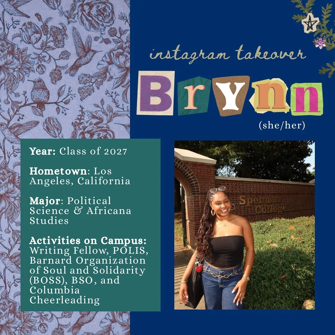 Meet Brynn (she/her) 💙
Brynn is a current junior who has become incredibly involved at Barnard through organizations centered around pre-professional policy and government as well as athletics as one of our cheerleaders! Despite her numerous involv