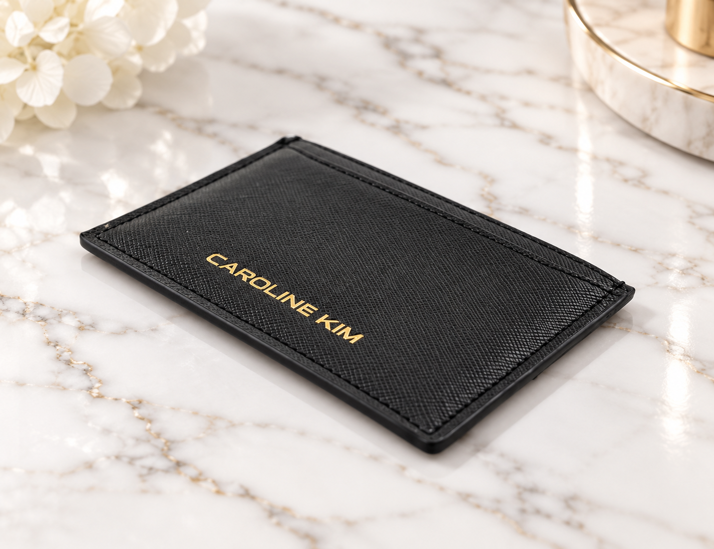 Limited Edition “Alize by Caroline Kim” Saffiano Leather Minimalist ID Card Holder | SassyTwenties®