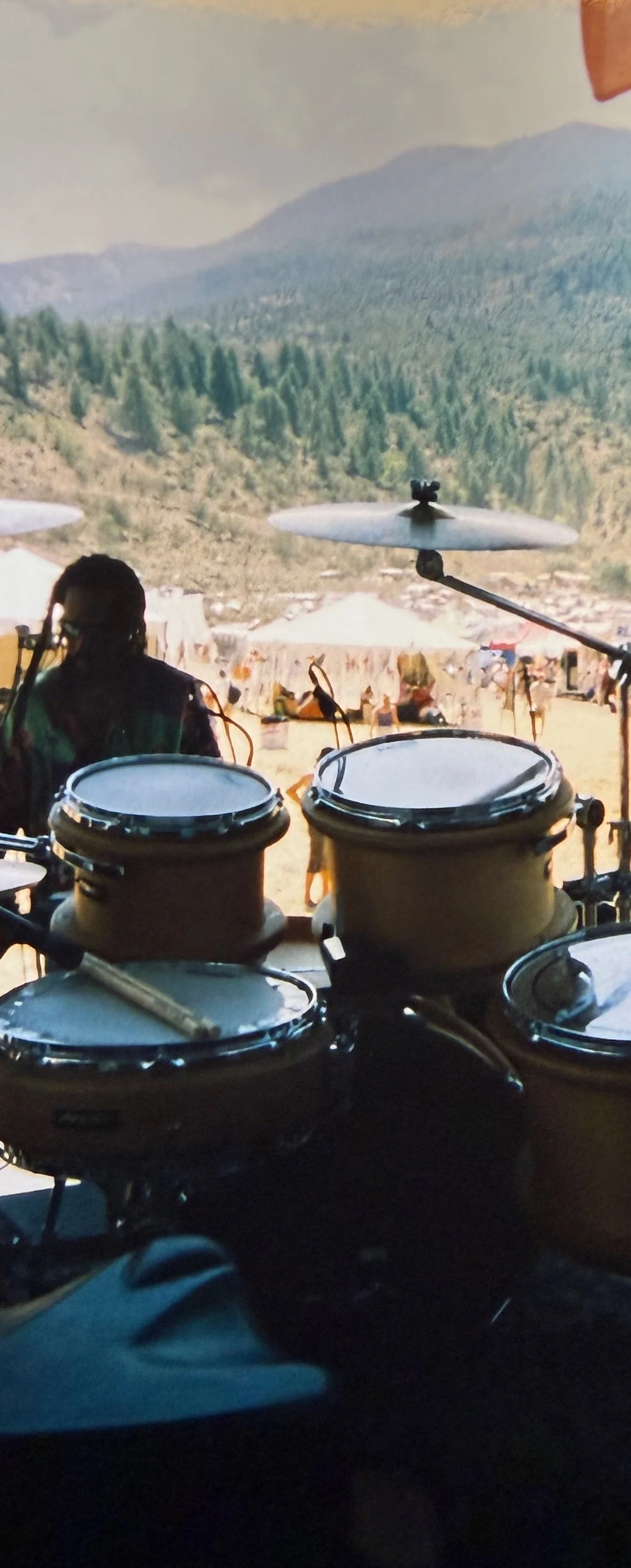 Luke's drumset on stage in Colorado 2002 with Djate.jpeg