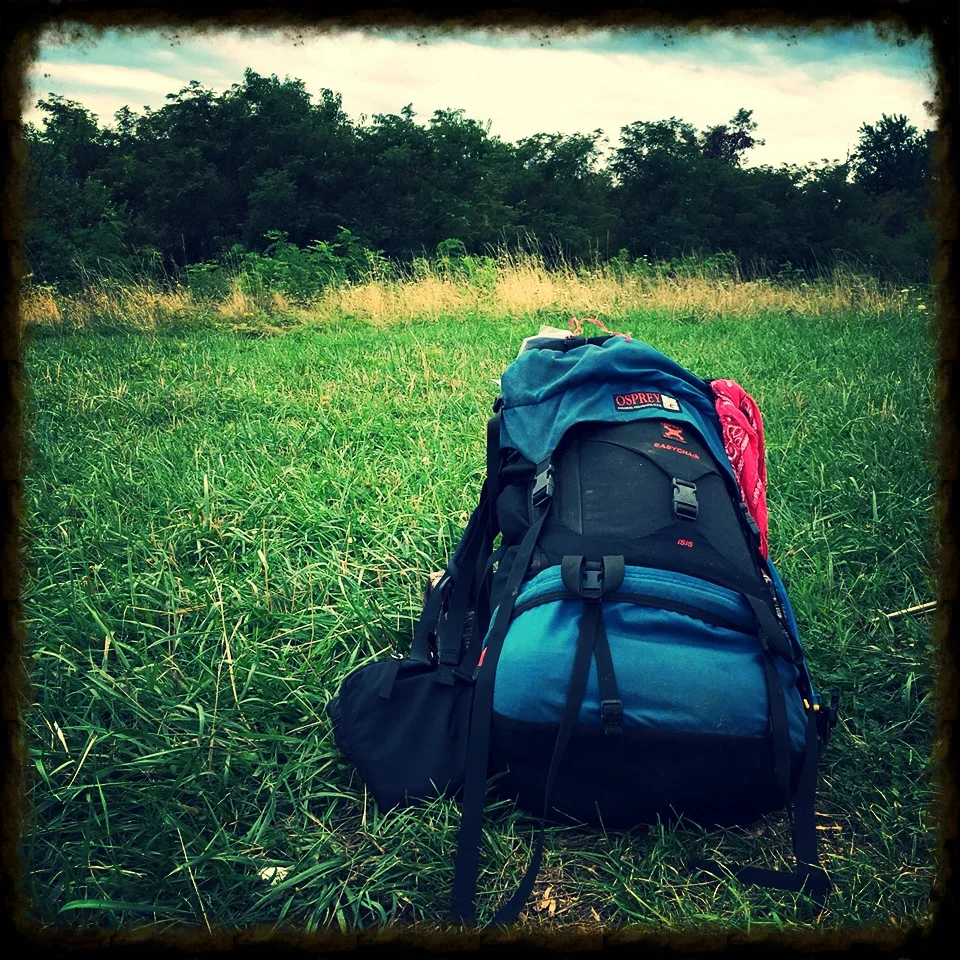 My beloved 19 year-old backpack, Isis. With her built-in chair. Taking her out for a few last romps before I invest in something lighter and less stinky.