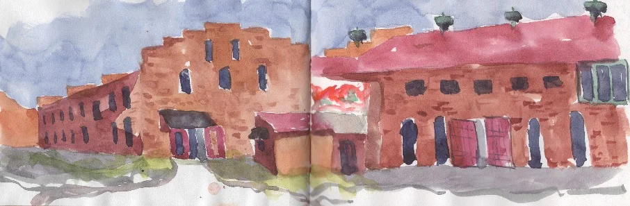 Another from the mobile studio...practicing seeing shapes. No ink, just paint.