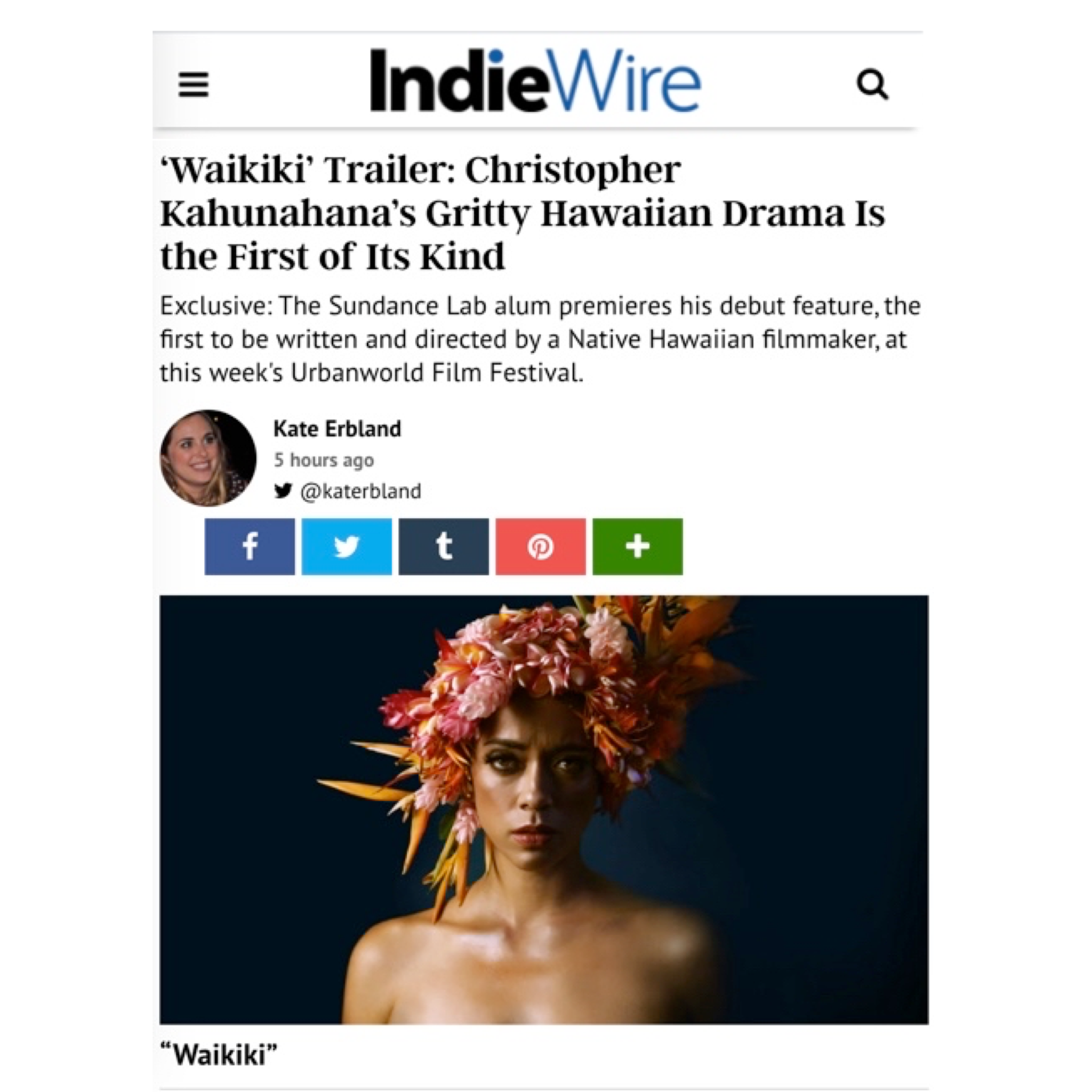 Indie Wire: WAIKIKI Trailer 