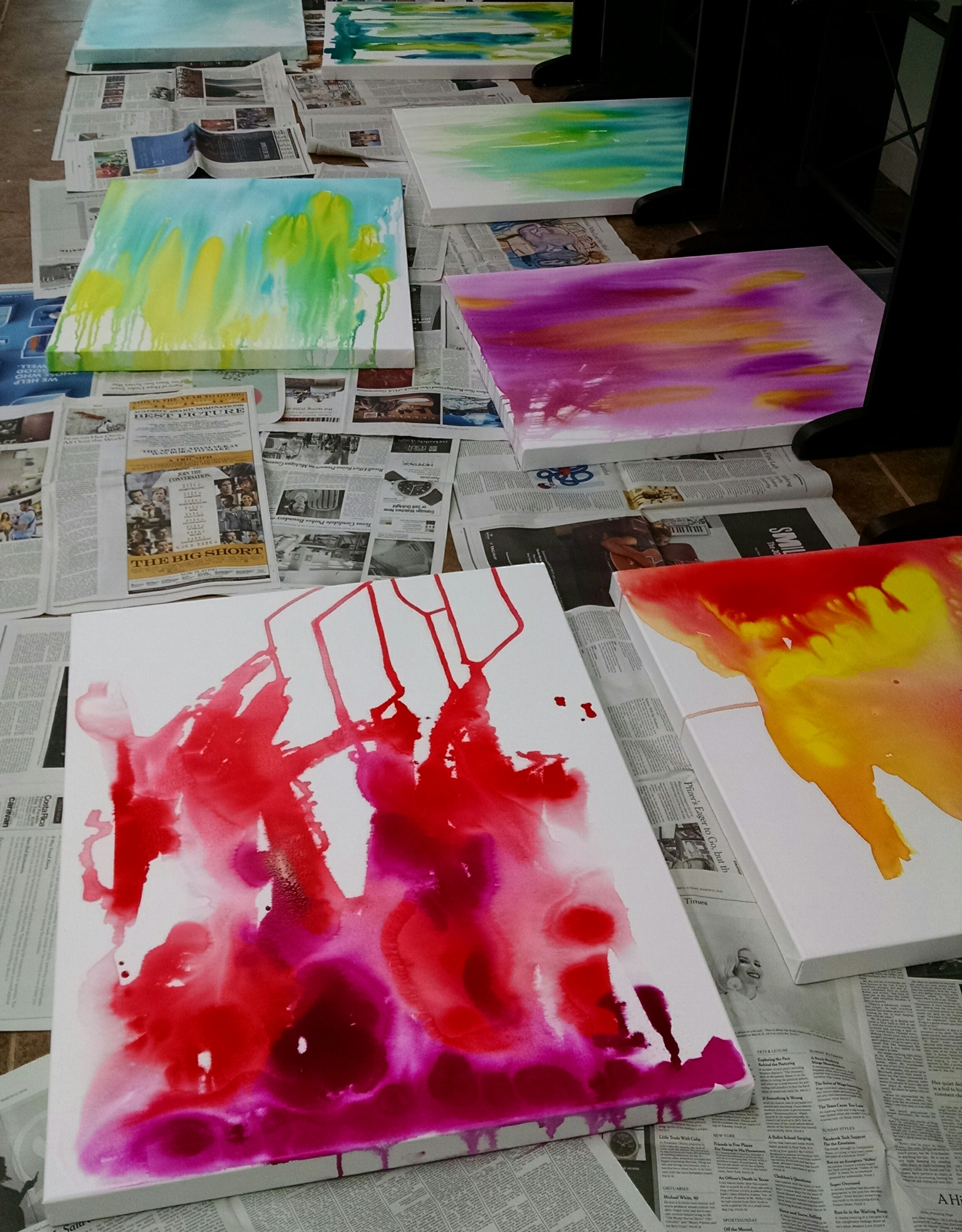 Christine Sauer, "Drip, Splash, Pour" Student Work beginning layers