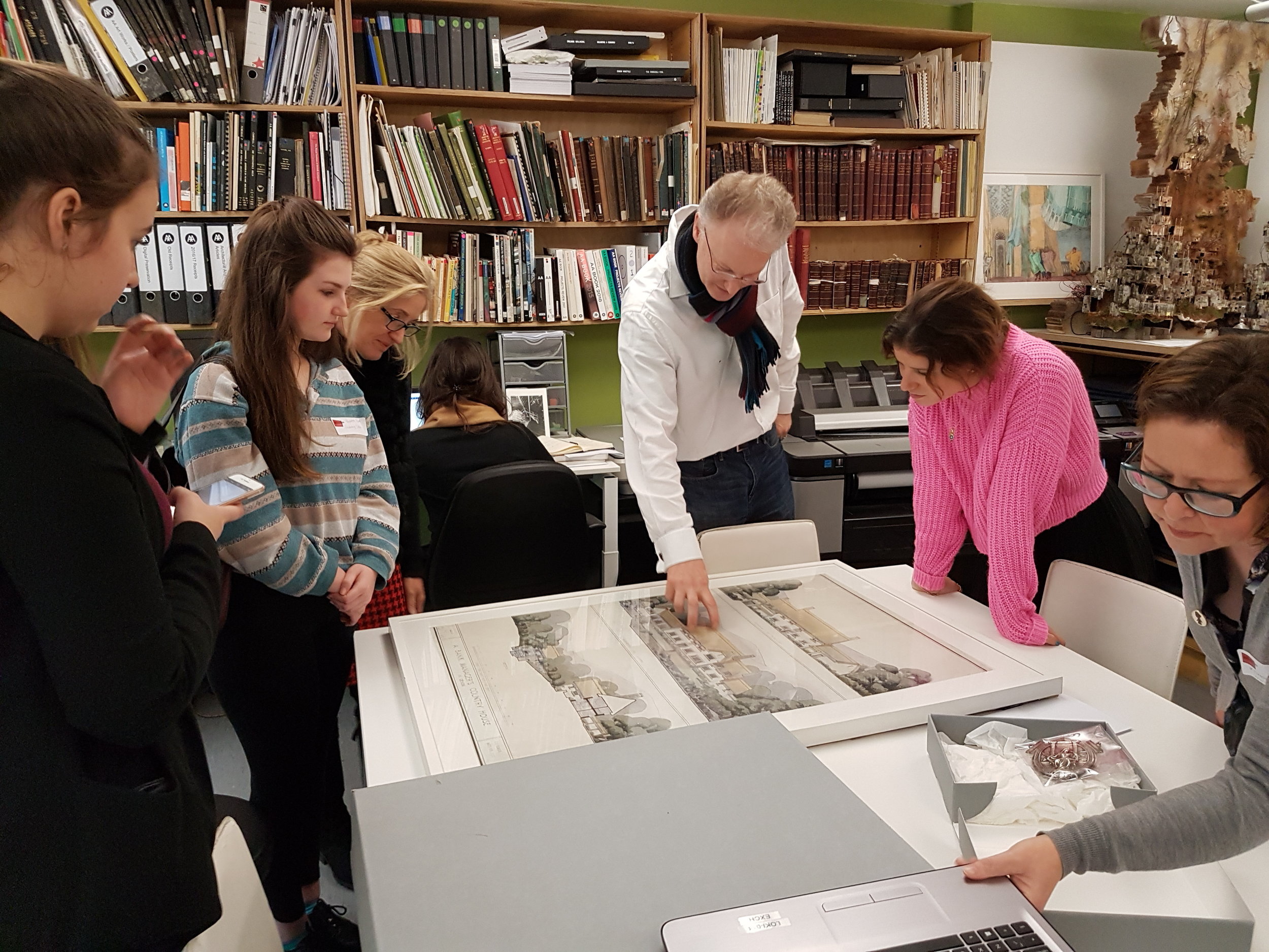 Edward Bottoms leads a tour of the AA archive