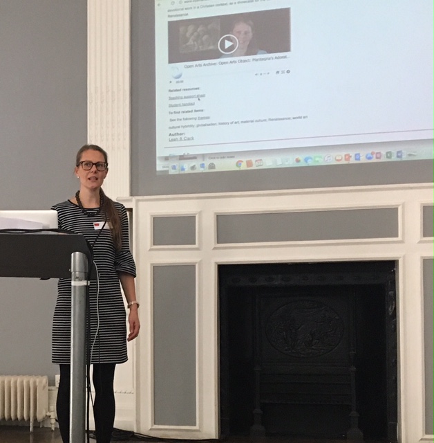  Dr Leah Clarke speaking on the Open University's Open Arts Archive 