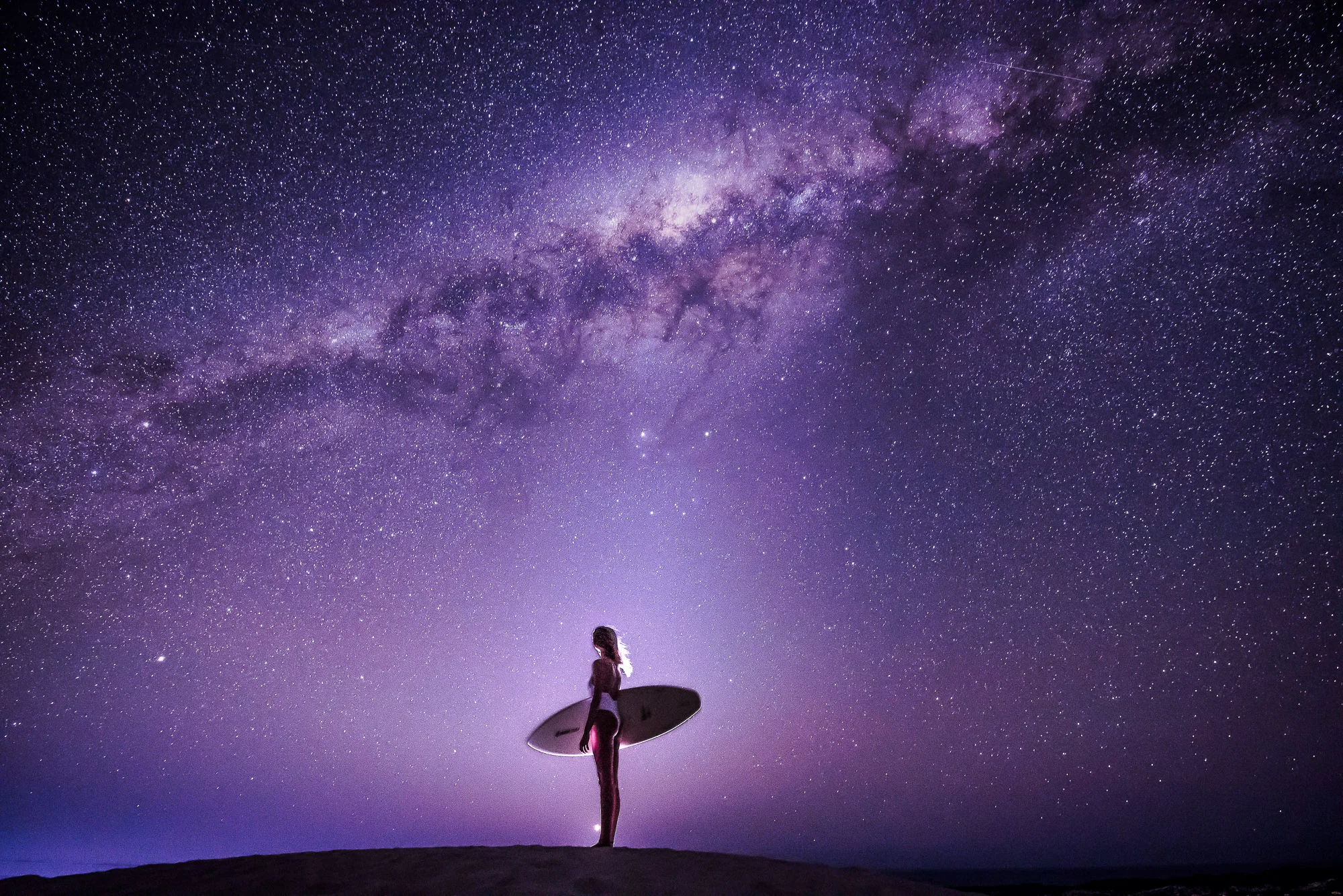 Galaxy surfer girl