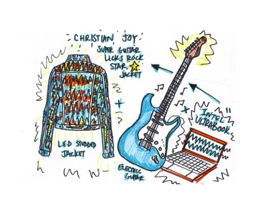 Joy's sketch of a jacket that lights up according to the music 