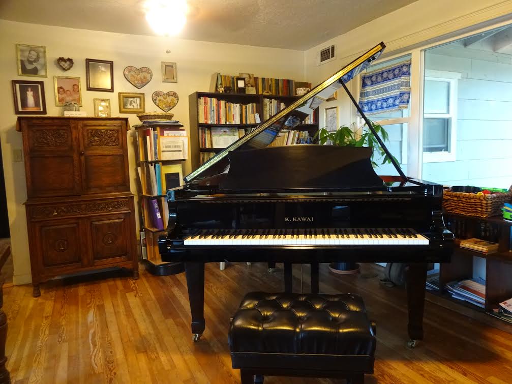 Emily's piano studio with her 6' 1" K. Kawaii parlor grand