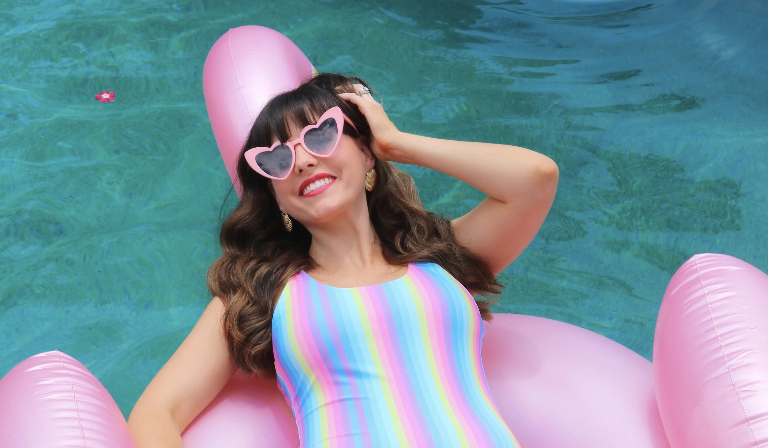 Striped swim and Shell earrings.jpg