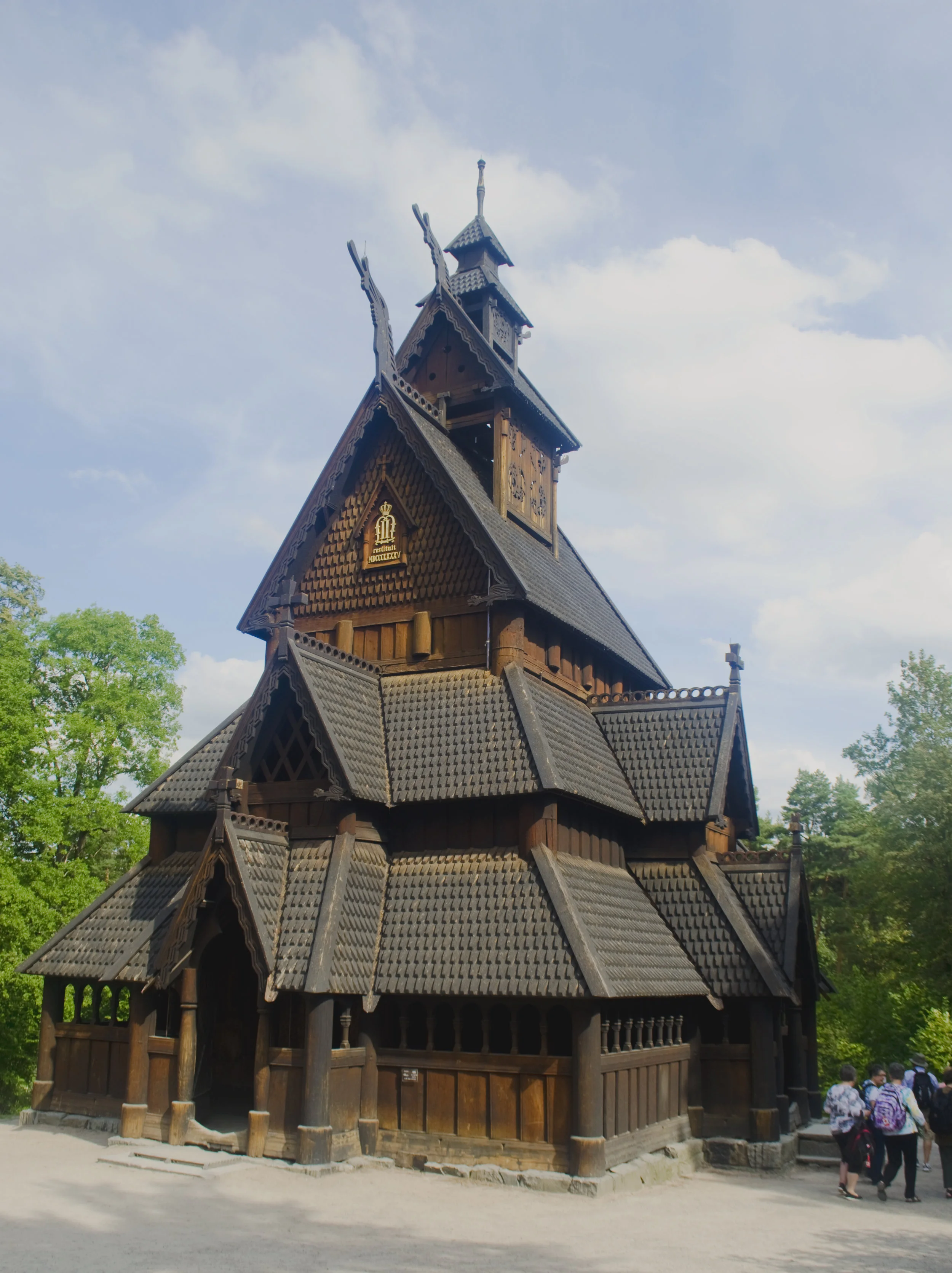This is the stave church in Oslo, but it gives you an idea of what the Fantoft one is like!