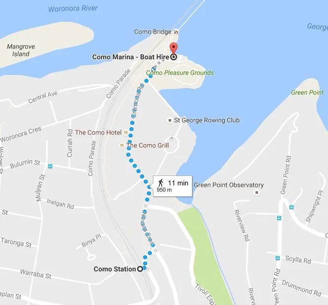 Picture of street directions to Como Marina from Como Station