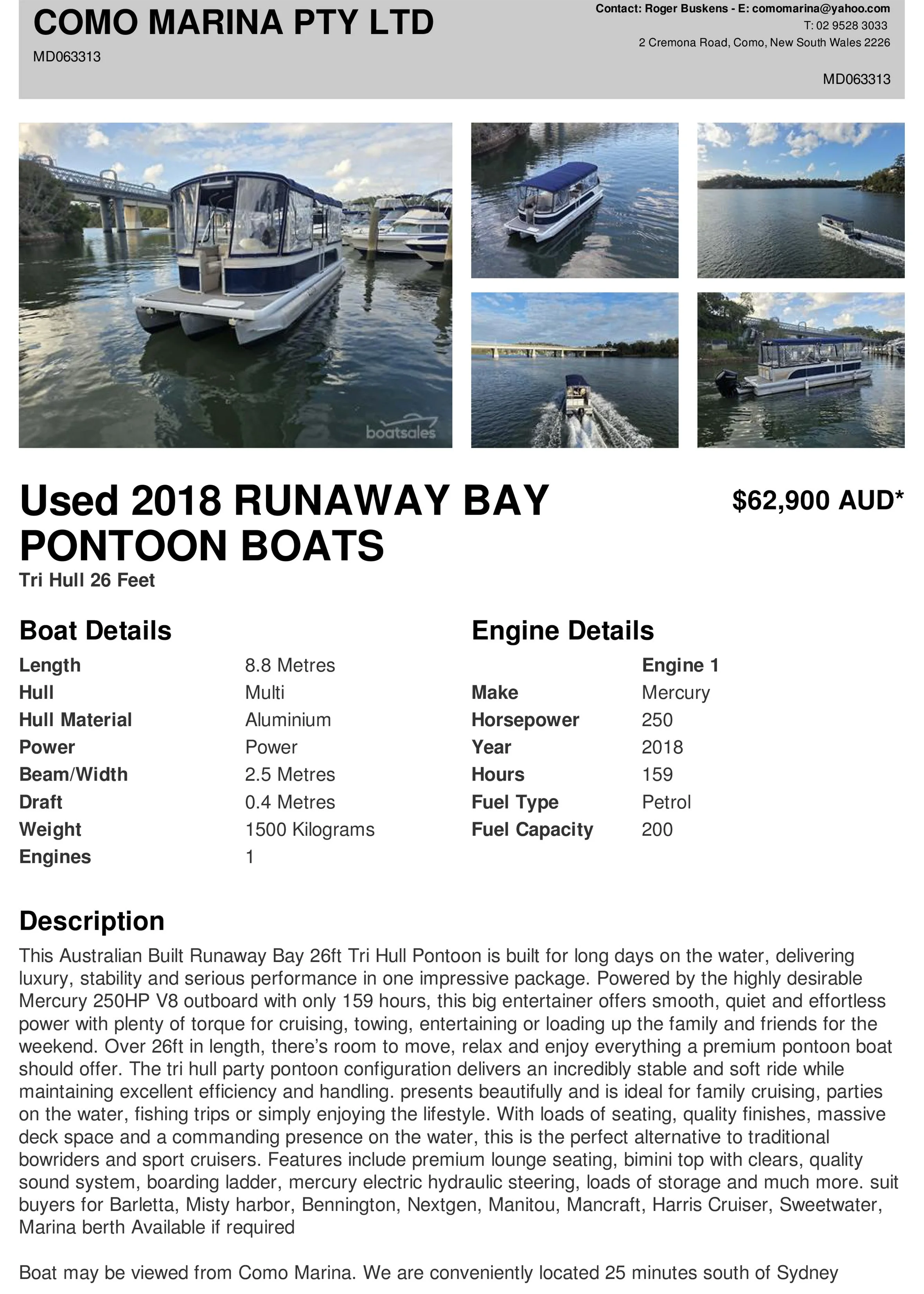 2018_RUNAWAY BAY PONTOON BOATS_Tri Hull 26 Feet(2).jpg