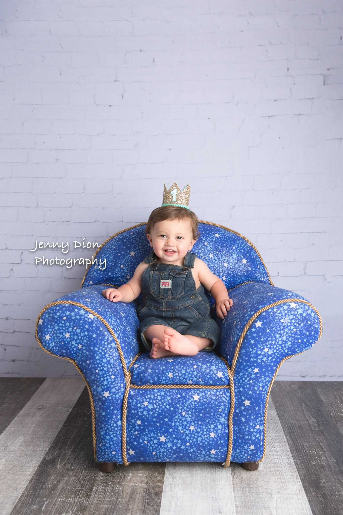 Grandma made this special chair for him. He looks like a king in his throne, doesn't he?