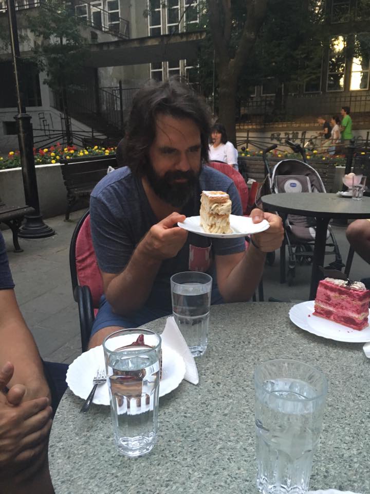 Contemplating and transiting between the multiple dimensions of my cake in the Unicorn Van. 