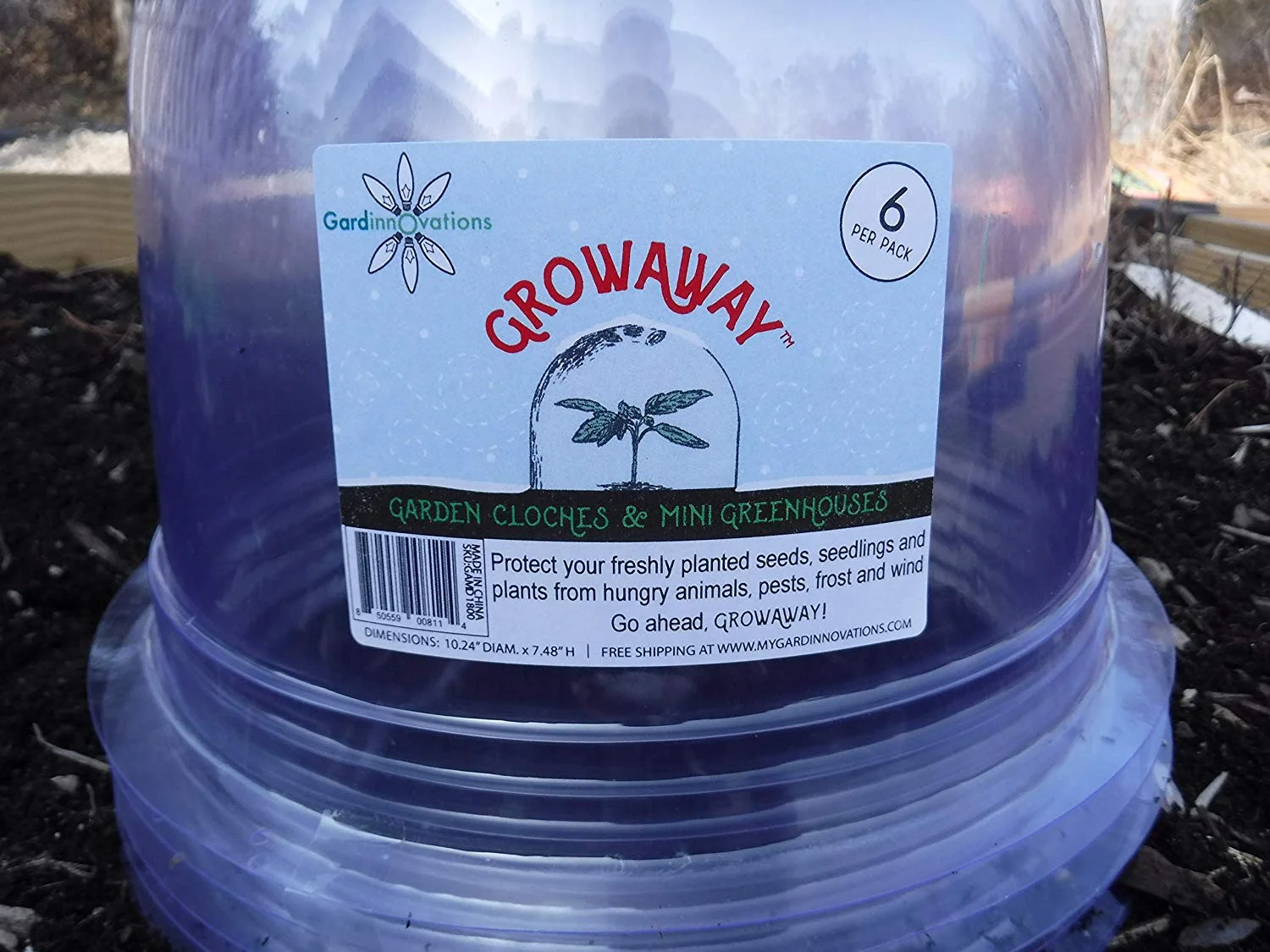 6-Pack! GrowAway Medium Reusable Plastic Mini Greenhouse, Garden Cloche Dome,  Plant Covers  Gardinnovations