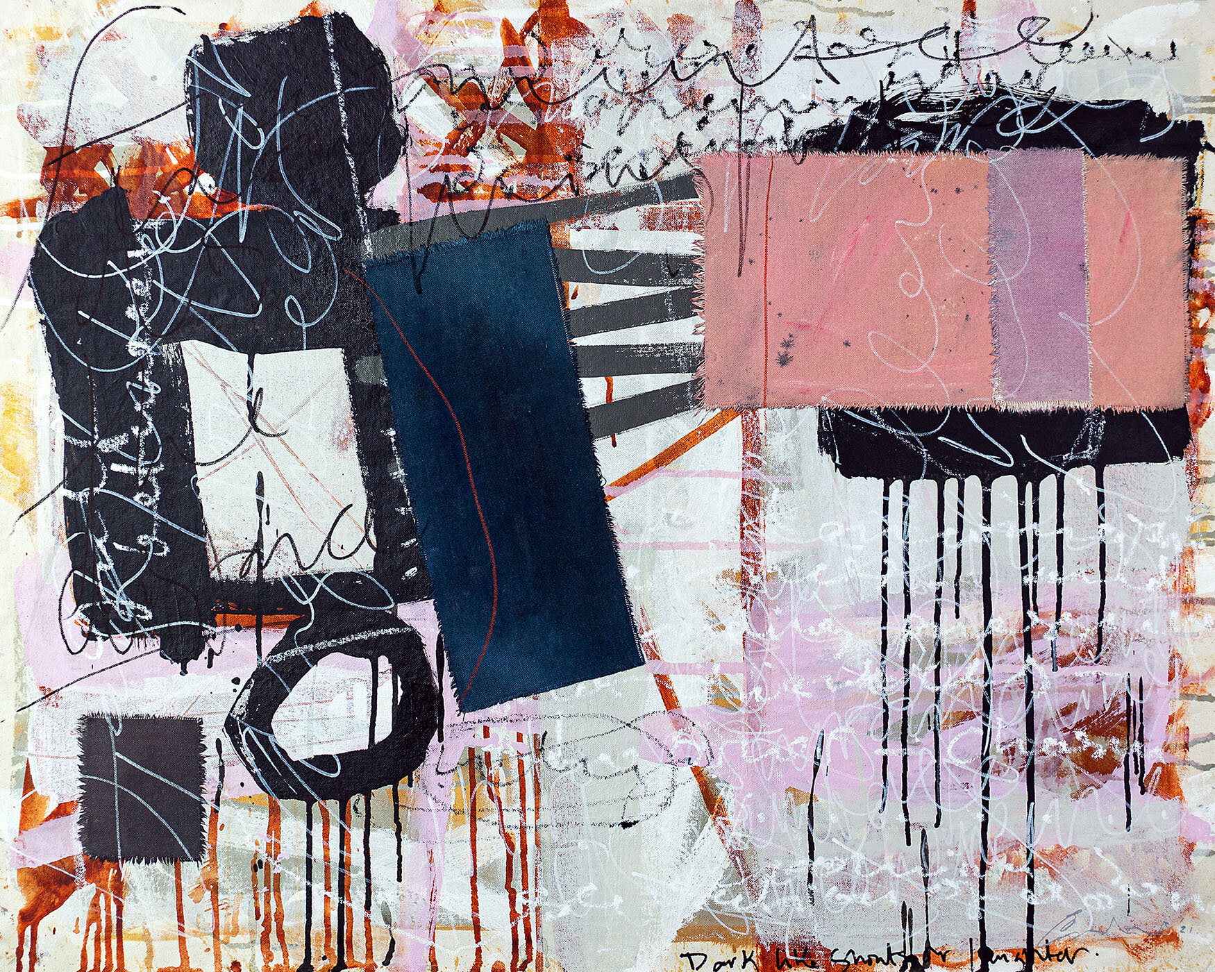 'Dark Like Shouts or Laughter' mixed media on canvas 800mm x 1000mm