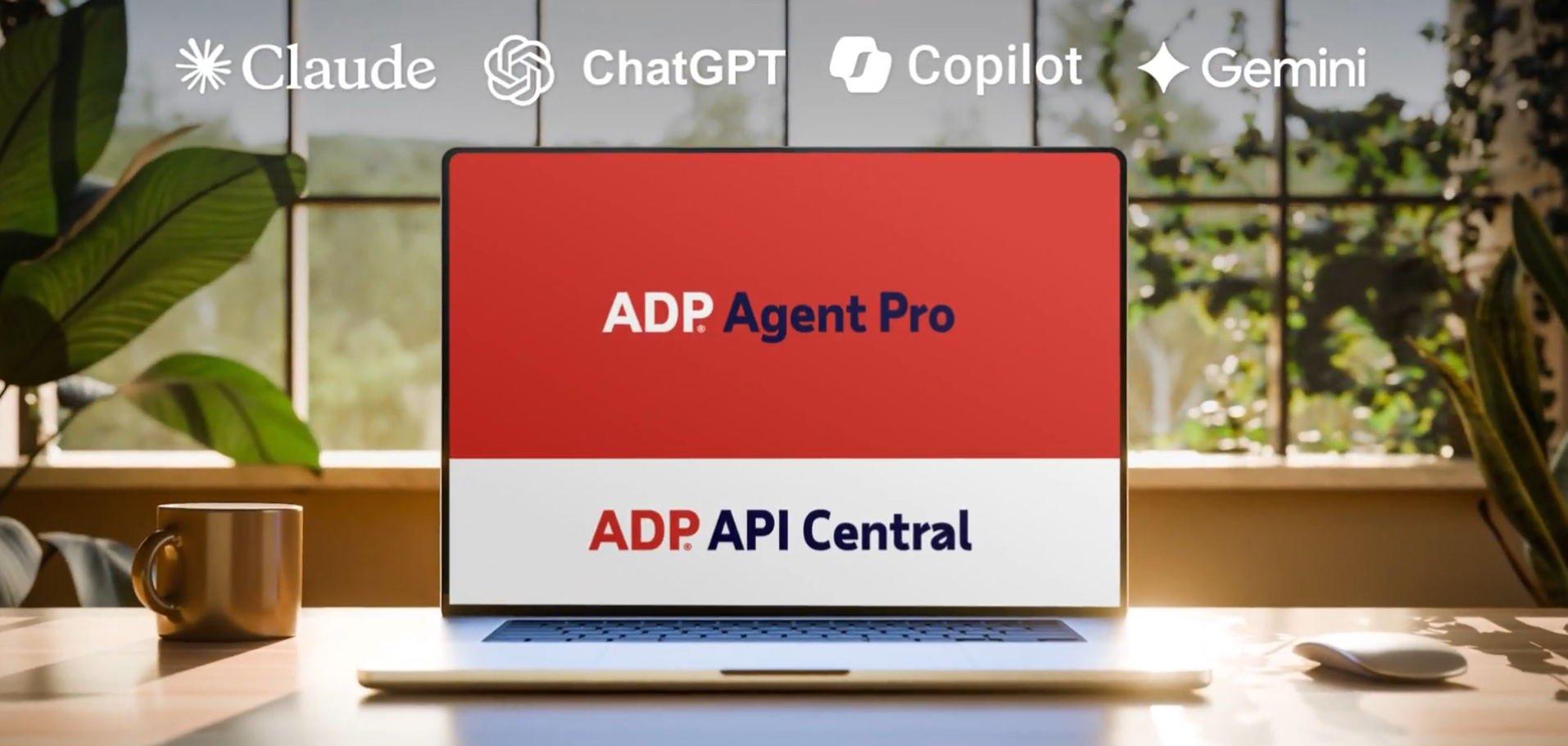 Laptop computer on desk showing ADP Agent Pro logo