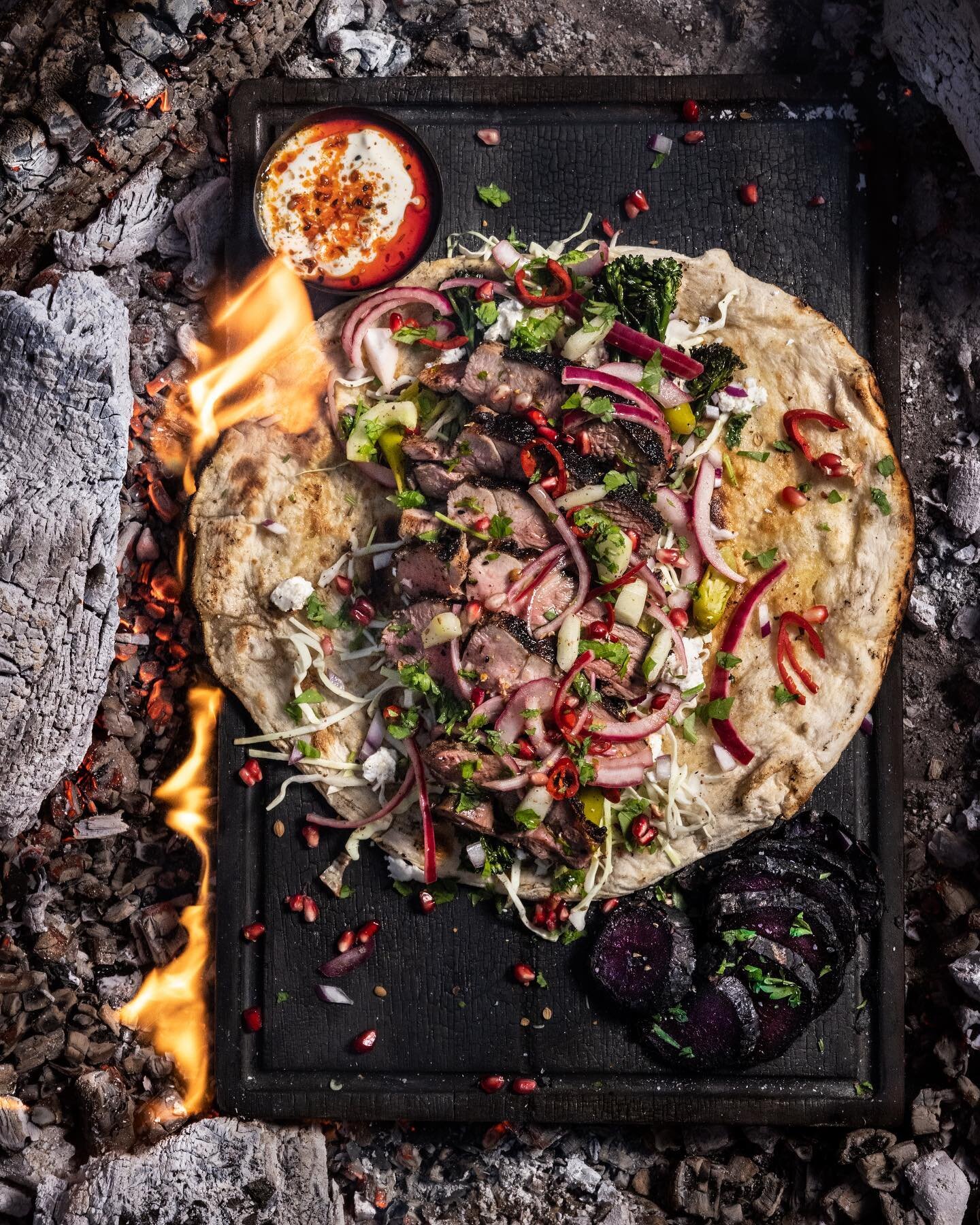 Yesterday&rsquo;s meal was an explosion of flavours, served straight from the flames. Juicy pink goat leg, crunchy slaw, pickled onion and chillis, handmade flatbreads with Middle Eastern spices and citrus sumac. The tenderstem and beetroot are baked