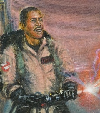 Tomorrow... The full piece! Here a snippet of the great @ernie_hudson as #winstonzeddemore , a detail of my #ghostbusters painting! 
Ma&ntilde;ana... la pintura completa! Aqu&iacute; un #fragmento con el actor Ernie Hudson como Winston Zeddemore, de 