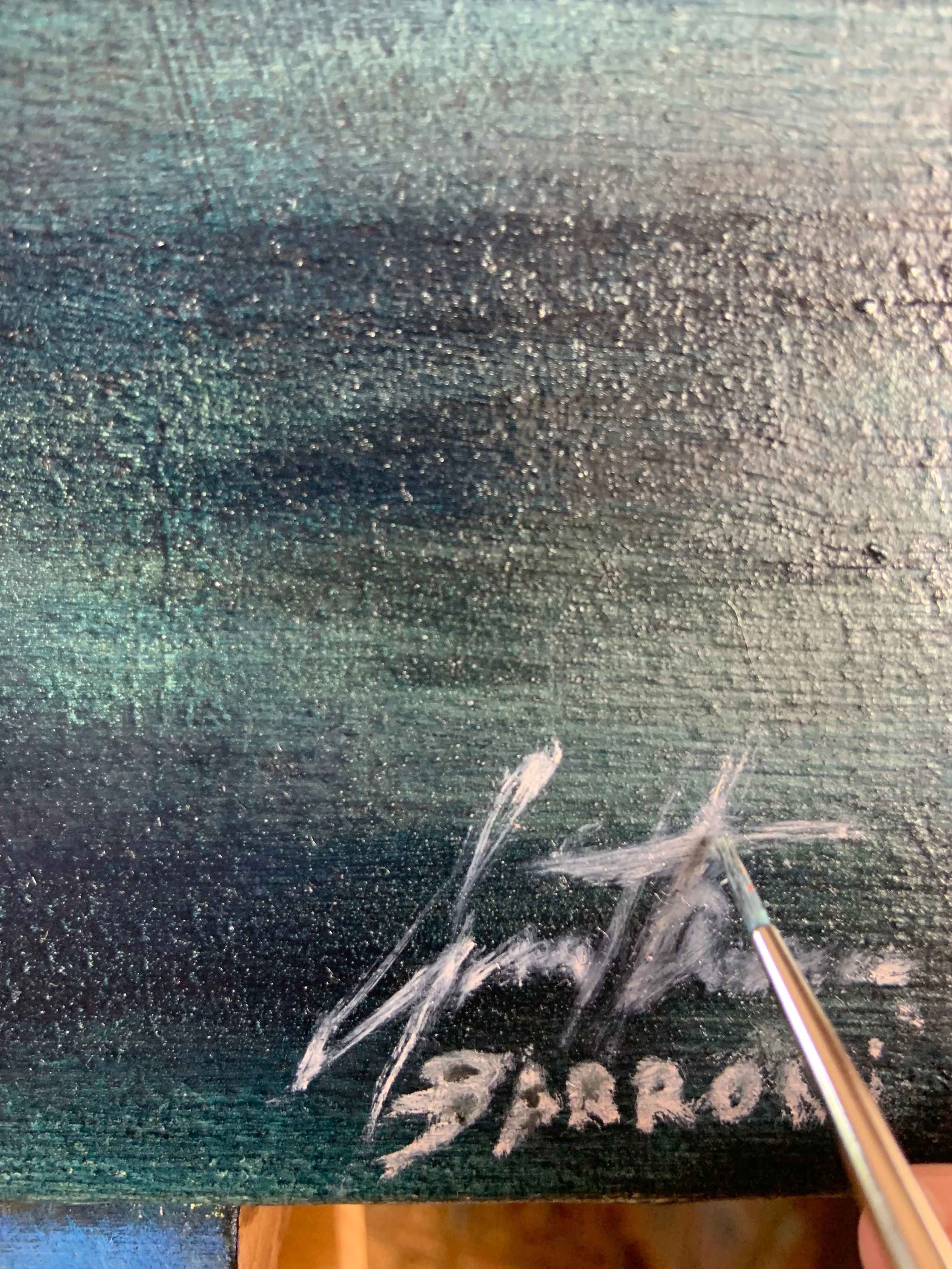 Signature artist Gustavo Barroni in oil painting