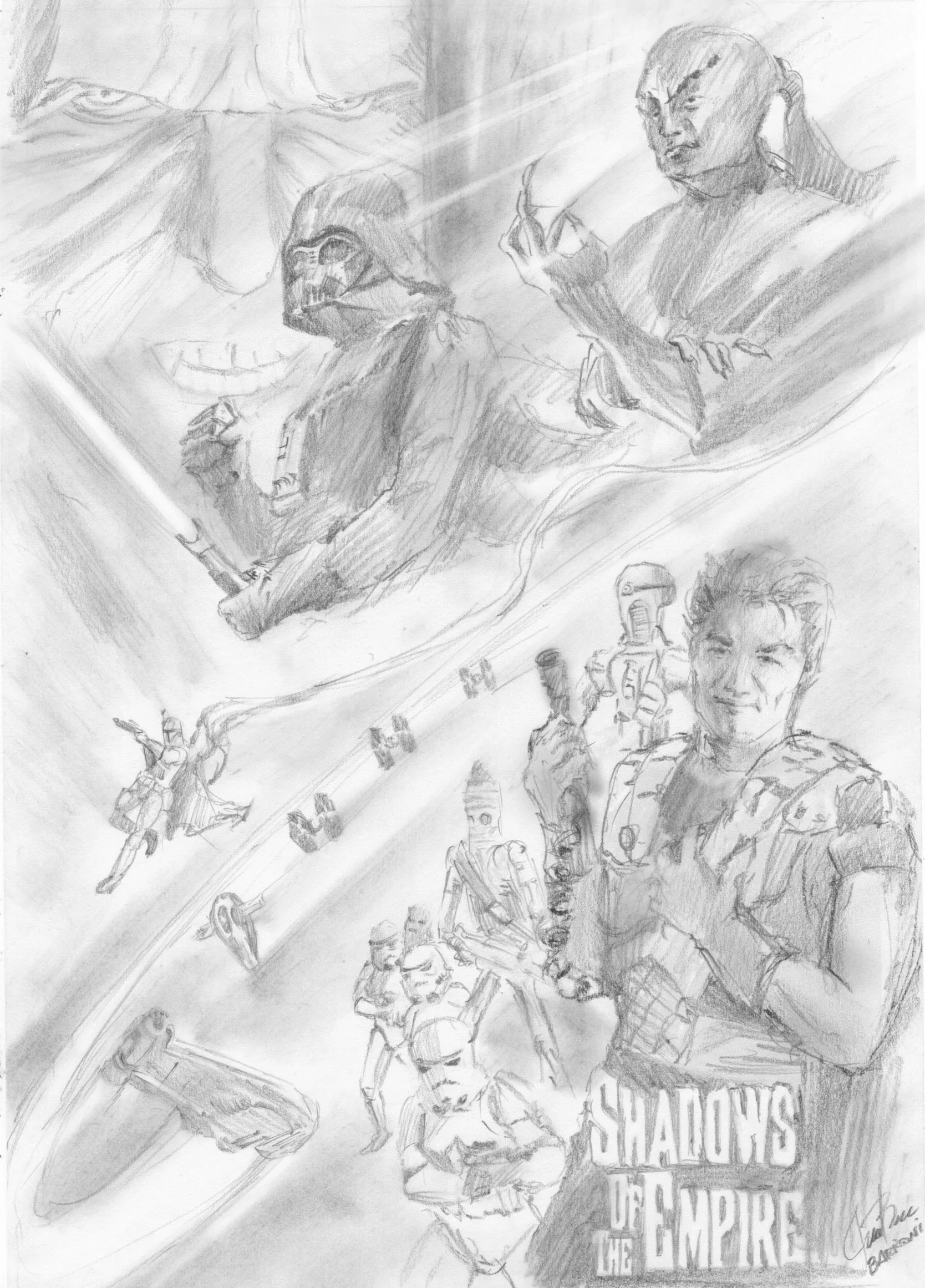star wars shadows of the empire sketches by gustavo barroni