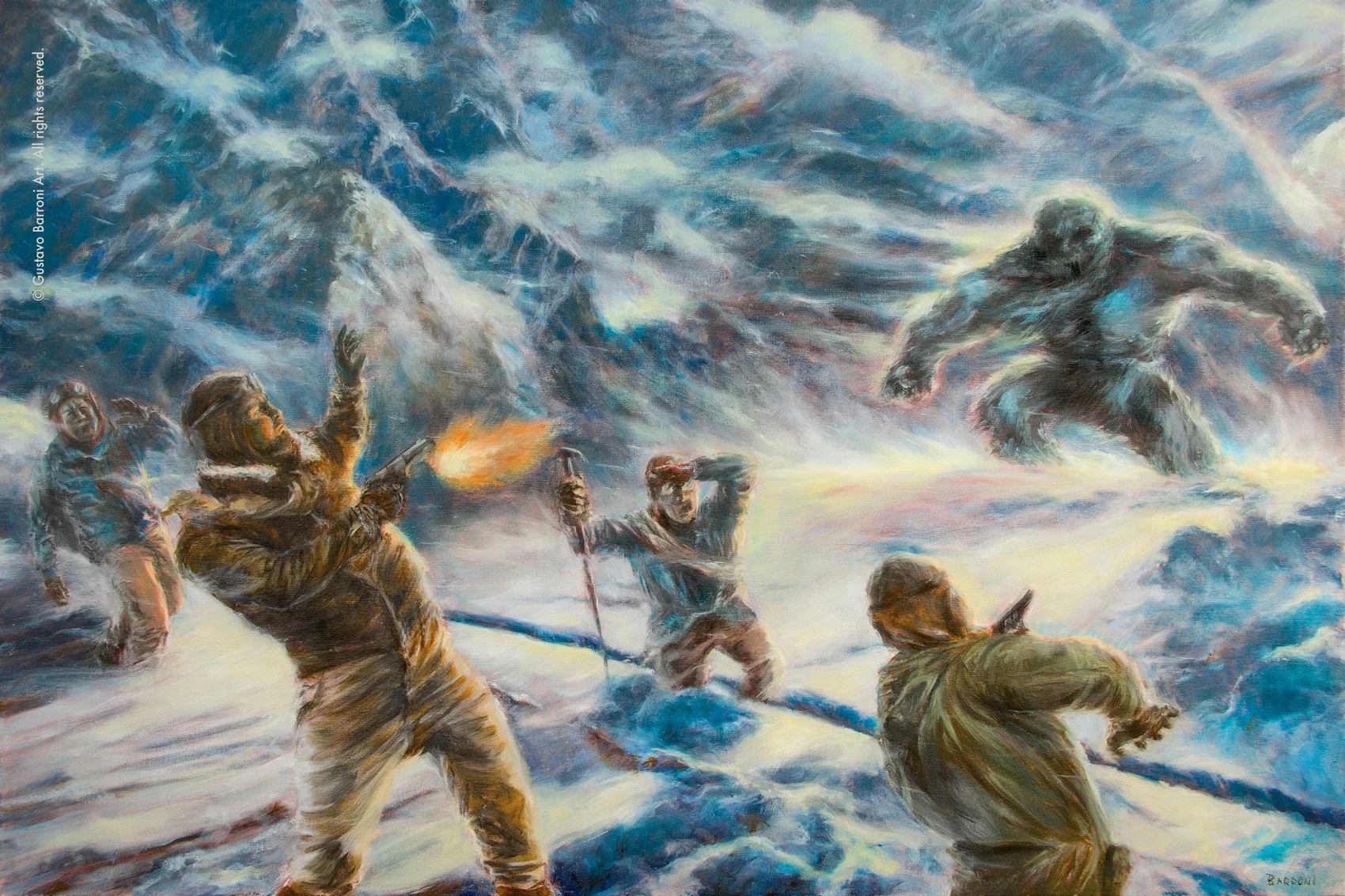 yeti myth painting retro vintage by gustavo barroni pulp