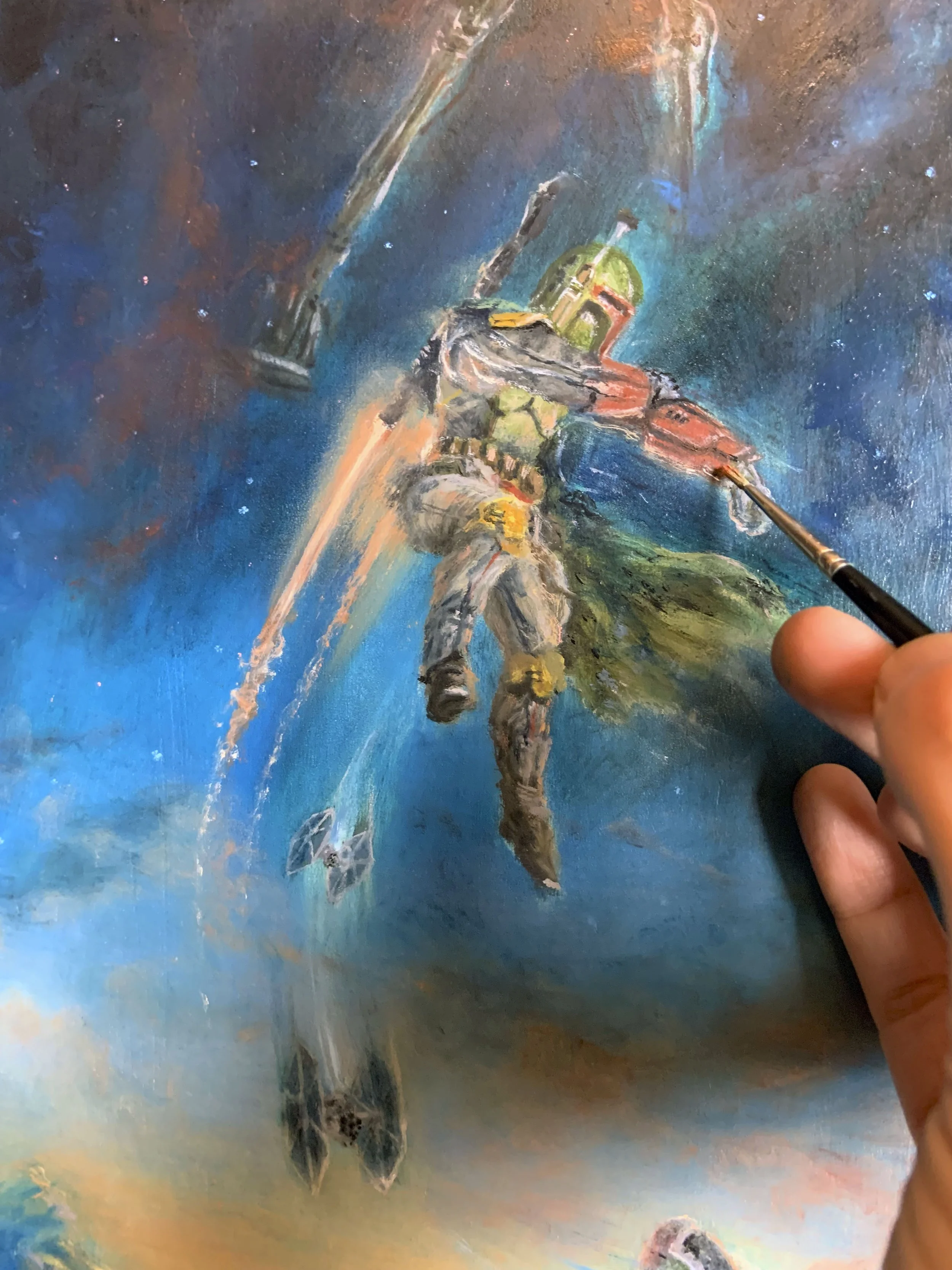 star wars shadows of the empire oil painting by gustavo barroni