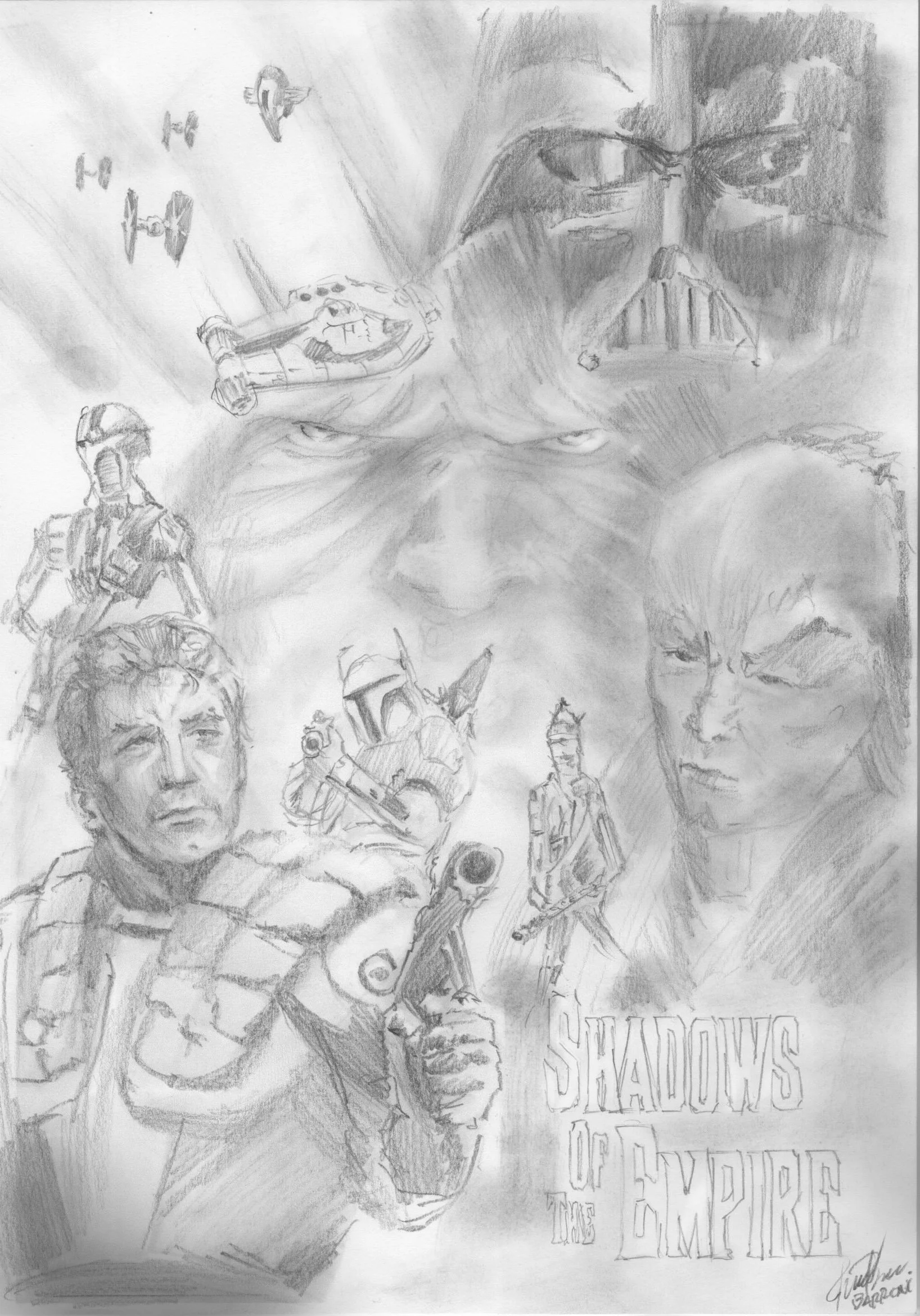 star wars shadows of the empire sketches by gustavo barroni
