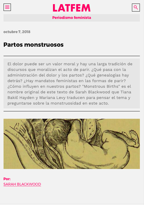 "Monstrous Births" translated into Spanish!