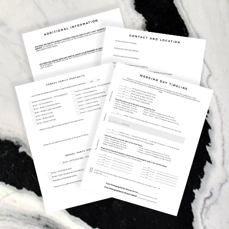 Wedding Photographer's Client Forms