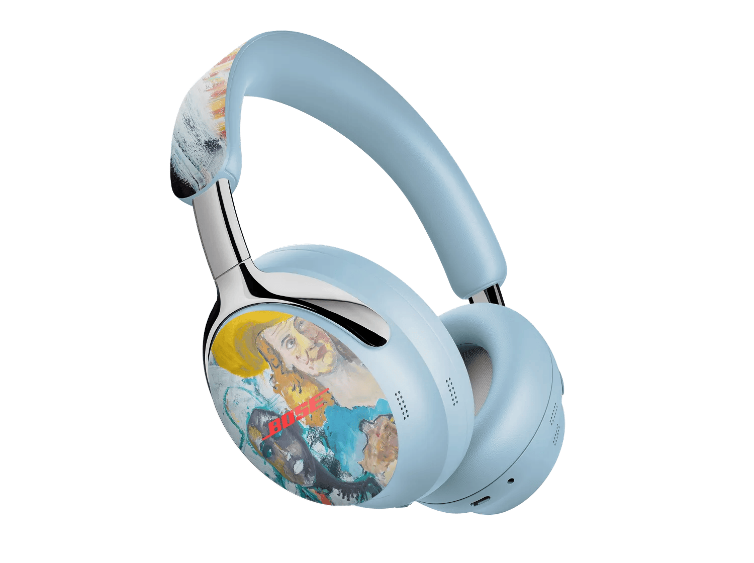Bose x KidSuper QuietComfort Ultra Headphones 2nd Gen product shot, Moonstone Blue