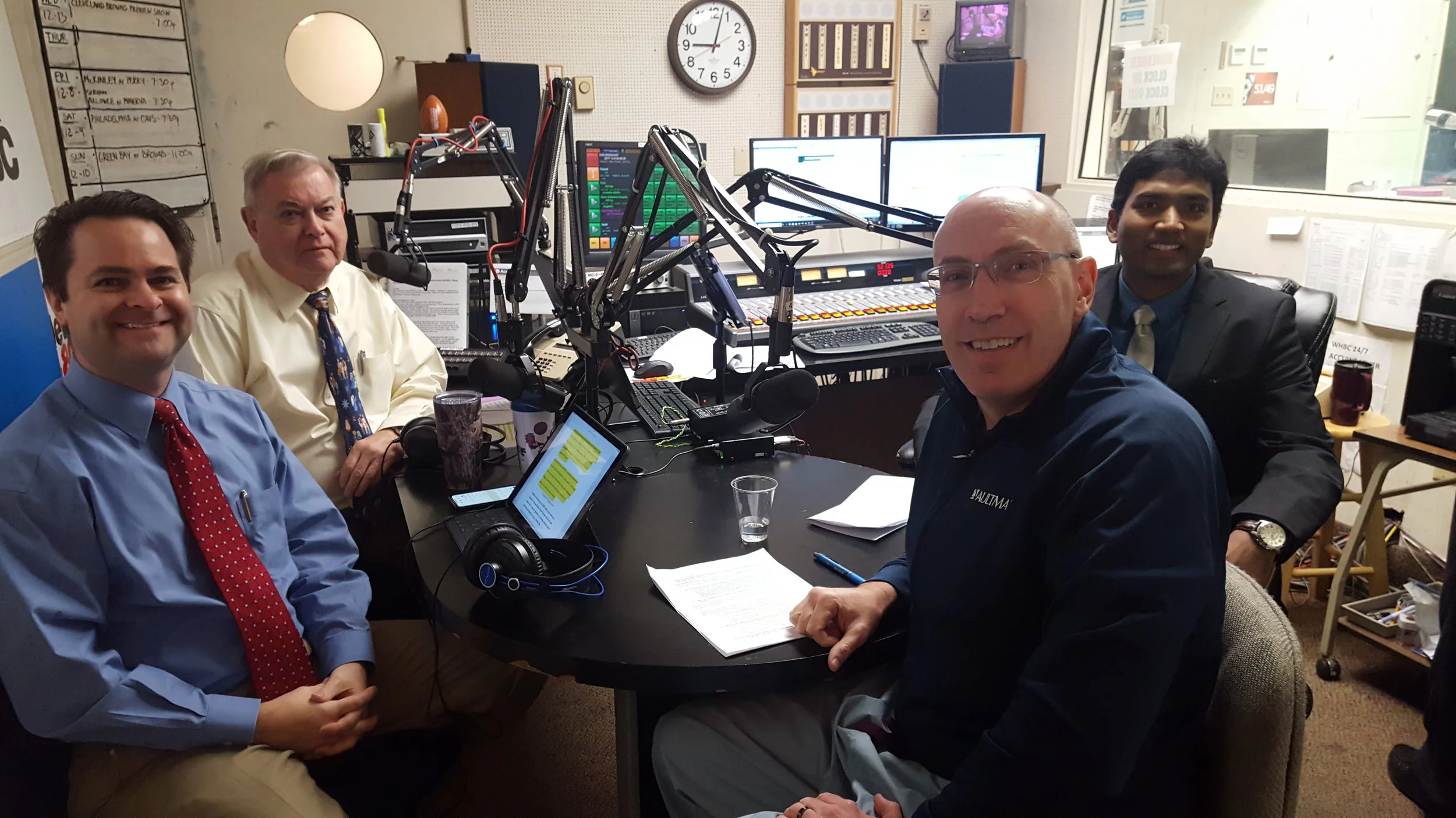 L-R Health Matters Hosts Brad and Paul White, Dr. Amar Podugu, gastroenterologist and Dr. David Litvak, surgical oncologist