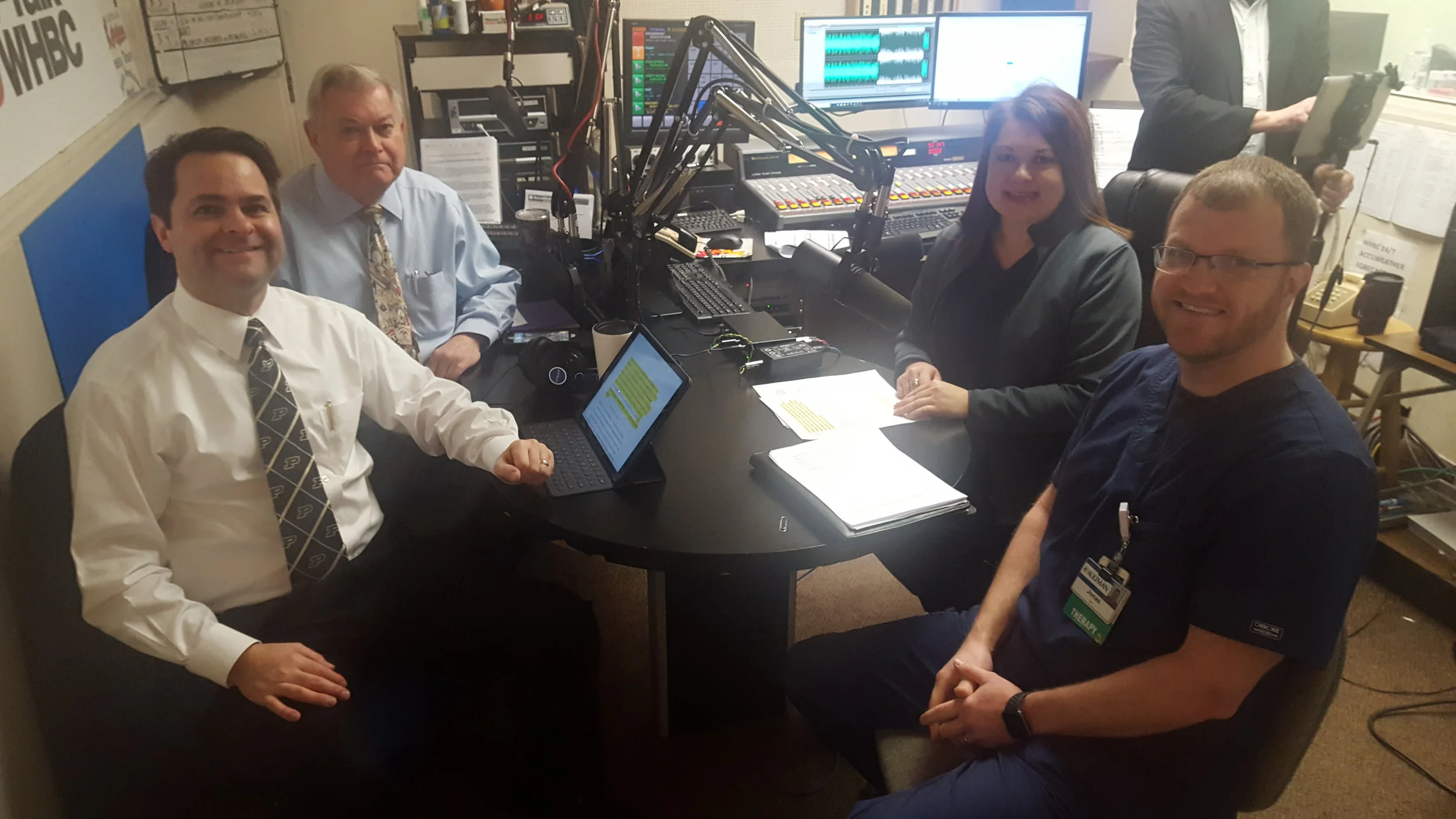 L-R: Health Matters hosts, Brad White, R. Ph. and Paul White, R. Ph. talk with Aultman Hospital's Jeannie Lee and Jonas Sykes.
