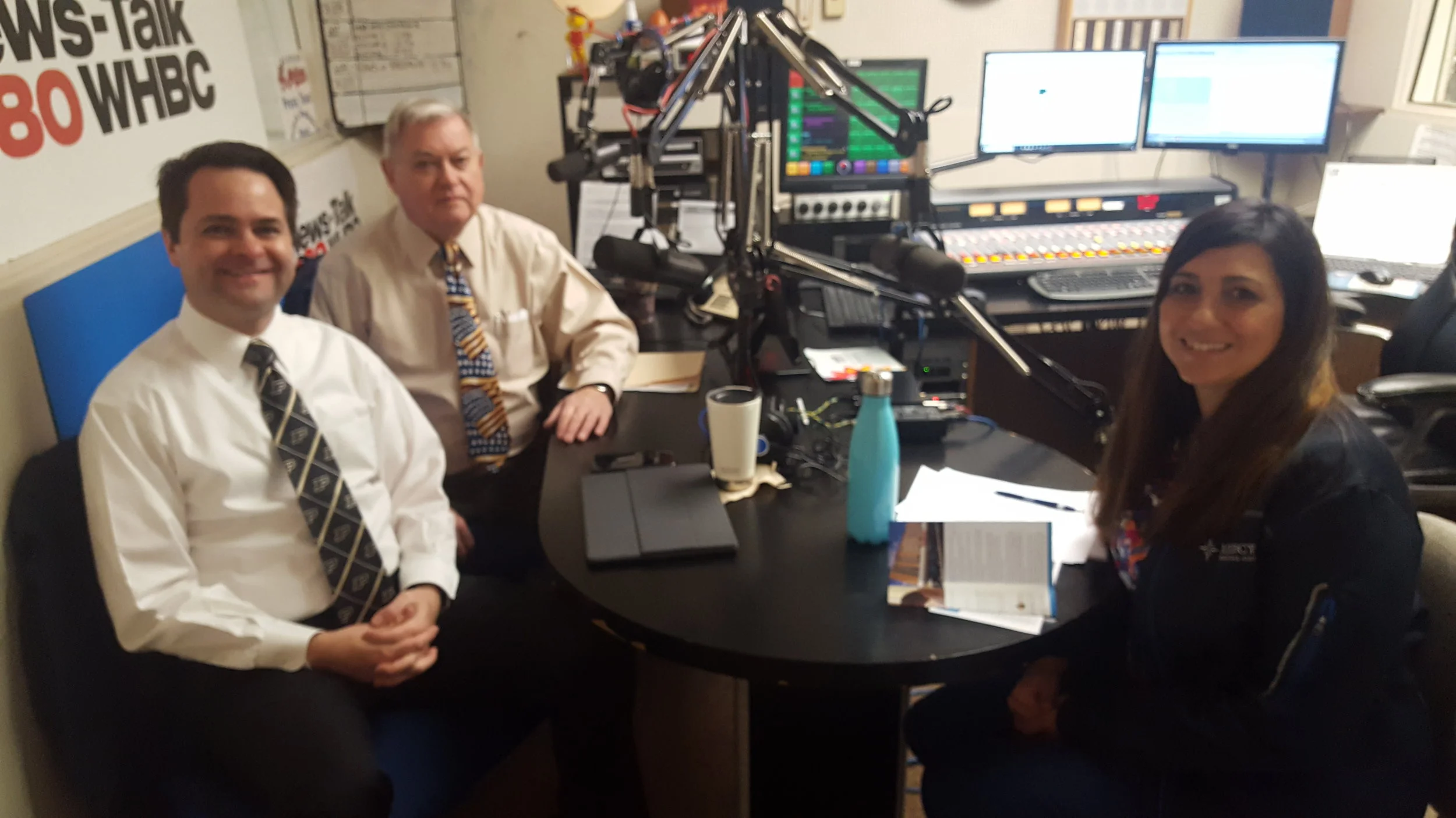 Pictured (L-R): Health Matters Hosts Brad White, R. Ph., and Paul White, R. Ph., and HAVEN Program Manager Sarah Schemmel.