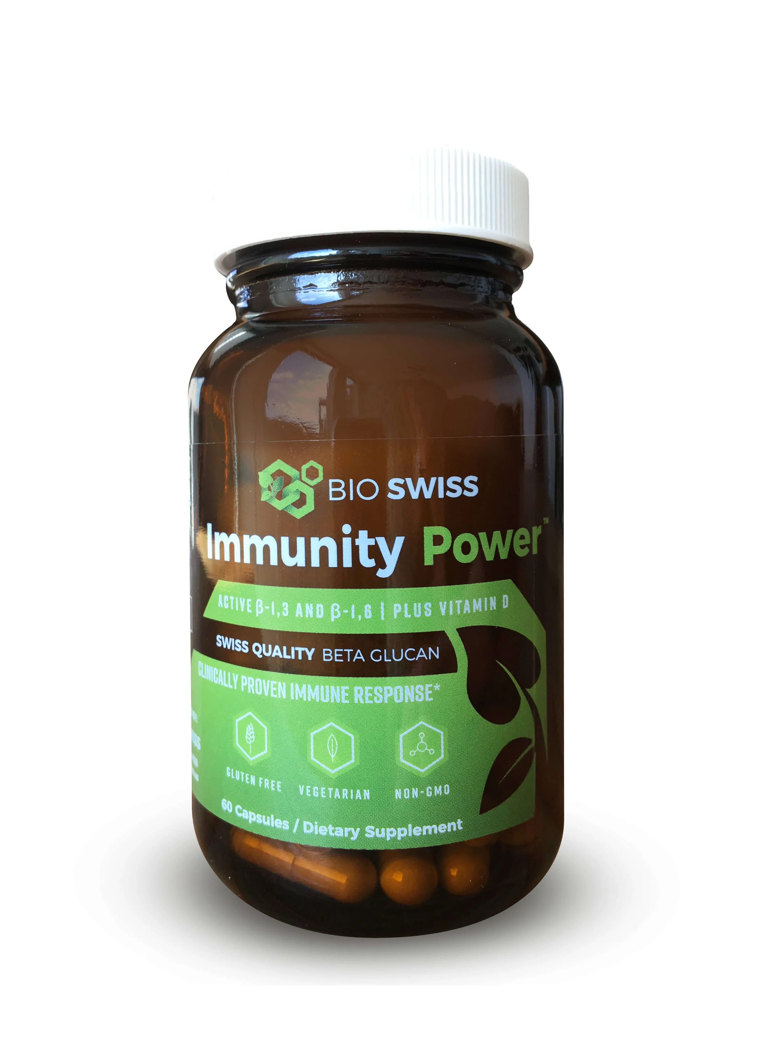 Bio Swiss Immunity Power Beta Glucan β-1,3 &amp; β-1,6 Chain Linkages + Vitamin D