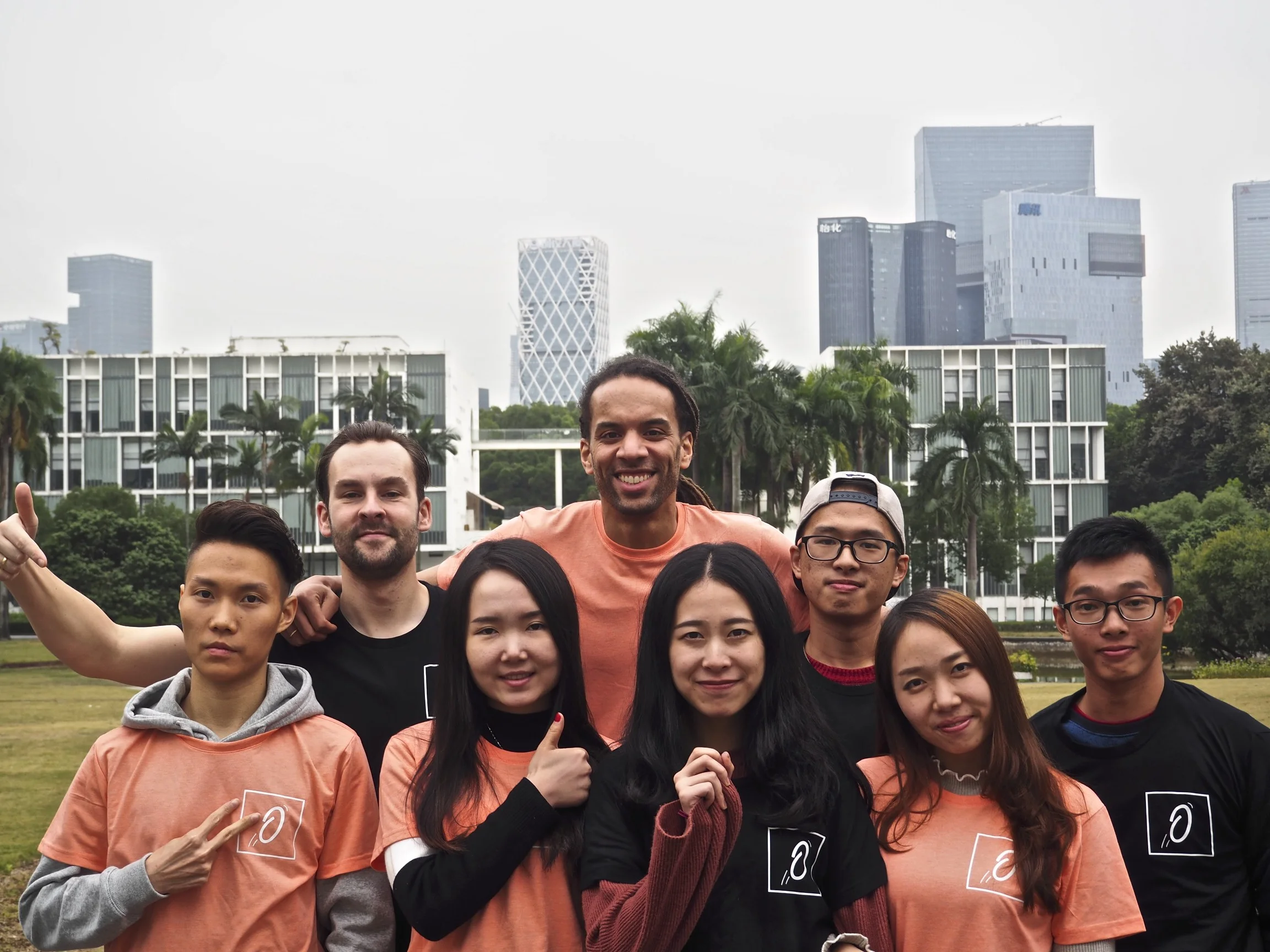 Team Ollie x China 2017 - van links naar rechts: Jeremy, Benjamin, June, Chudi, Jadelf, Kecho, Amy & Jin Dong