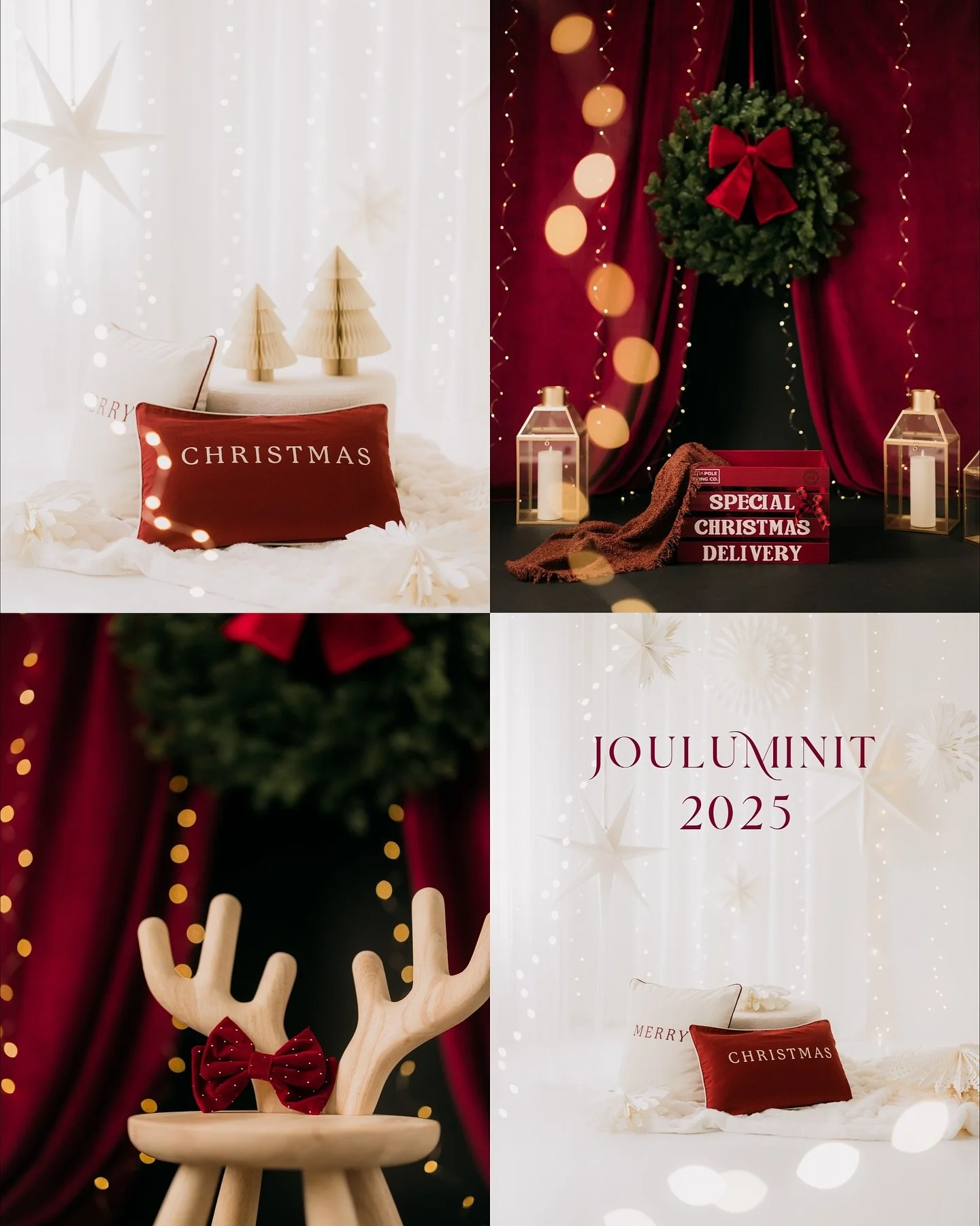 🌲🎁🧸❤️✨

J O U L U M I N I T

Studiollani Sein&auml;joella tonttuillaan jouluisen minikuvauksen merkeiss&auml; lauantaina ja sunnuntaina 22.-23.11.2025! Valittavana on kaksi erilaista taustavaihtoehtoa - raikas vaalea ja tummempi juhlavan punainen?