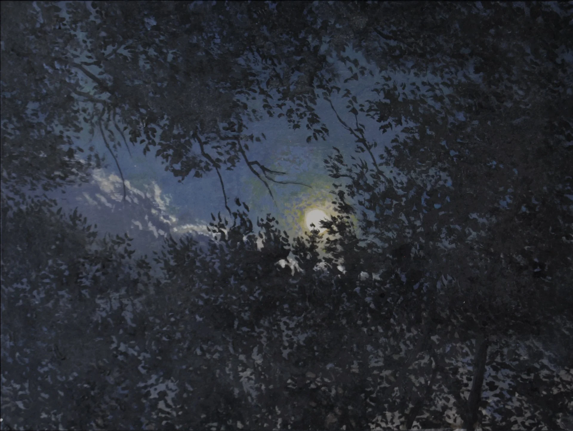   Summer Moon &nbsp; egg tempera on panel 9"x12"&nbsp; 2015 