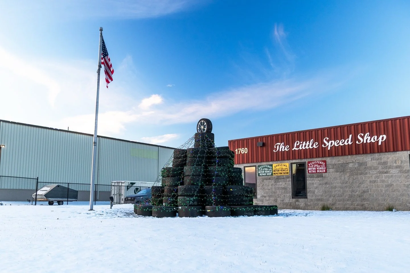 Stacking up the holiday spirit with a TLSS tradition!🎄The tire tree is back up at the shop and shining better than ever!🌟🤩

#eatsleepracerepeat #smilesformiles #tlss #rochester #rochesterny #winter #holiday