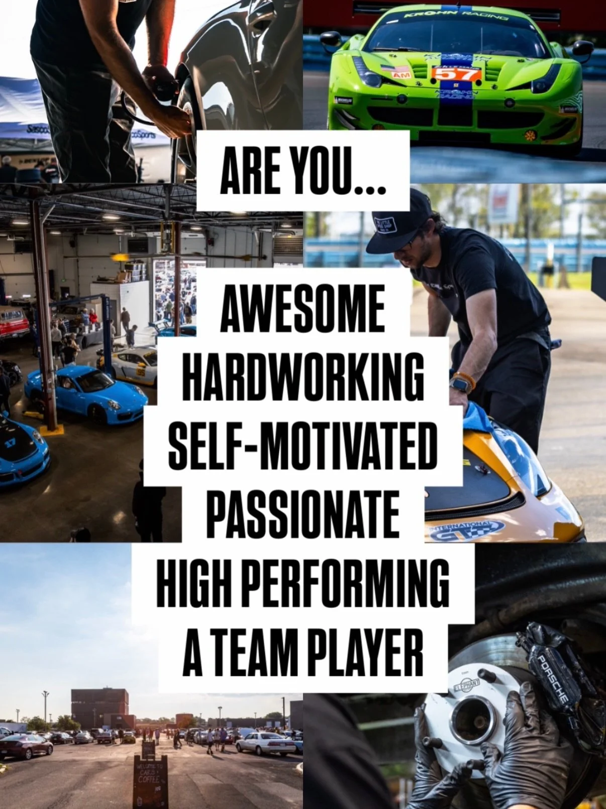 WE&rsquo;RE HIRING.

Not looking for clock-punchers.
We&rsquo;re looking for craftsmen.

Precision. Pride. Accountability. Passion for performance.

We&rsquo;re hiring for multiple positions across the shop &mdash; from PPF and detailing to track sup