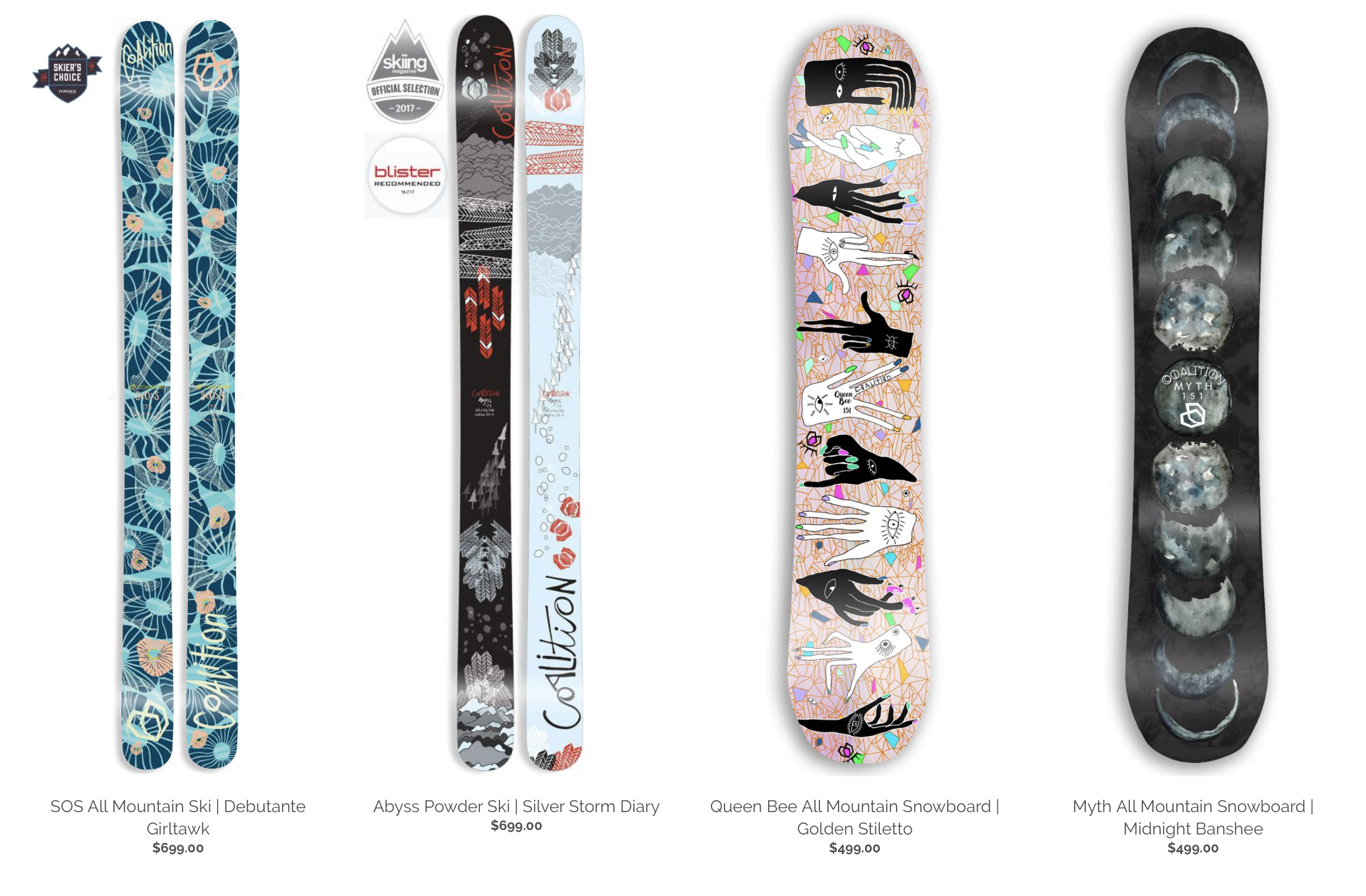 Coalition Snow Skis and snowboards