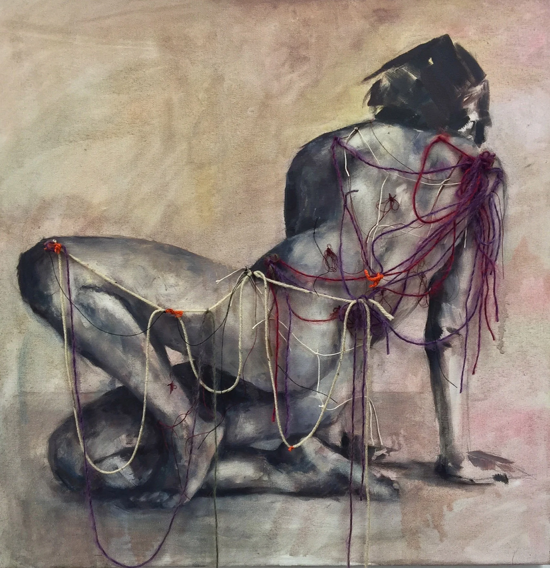    Oil and Thread/Yarn on Canvas •&nbsp;24” x 24”     
